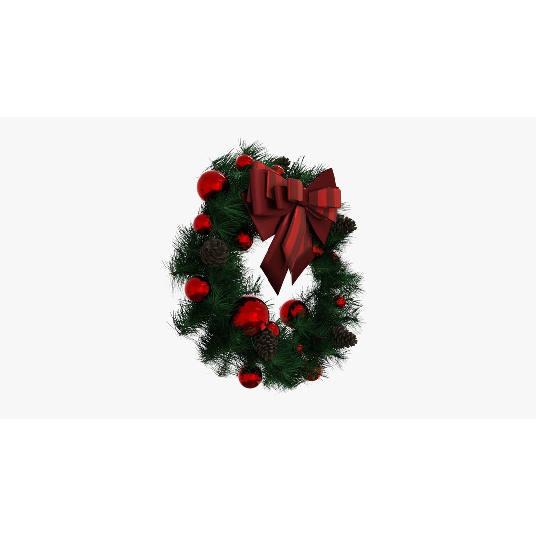 Wreath Red Ball 3D Model – Low Poly Decorative Asset, FBX - View 5
