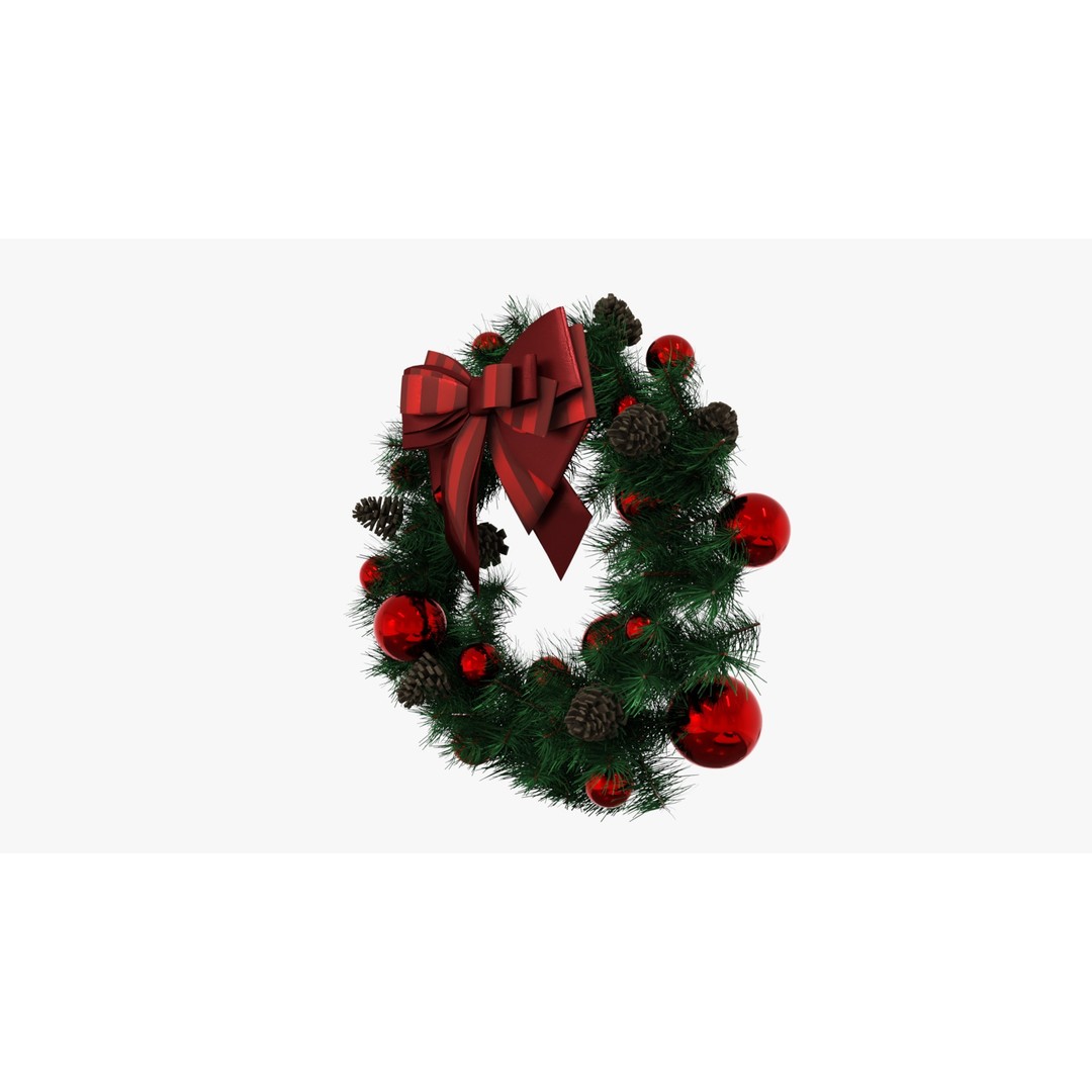 Wreath Red Ball 3D Model – Low Poly Decorative Asset, FBX - View 6
