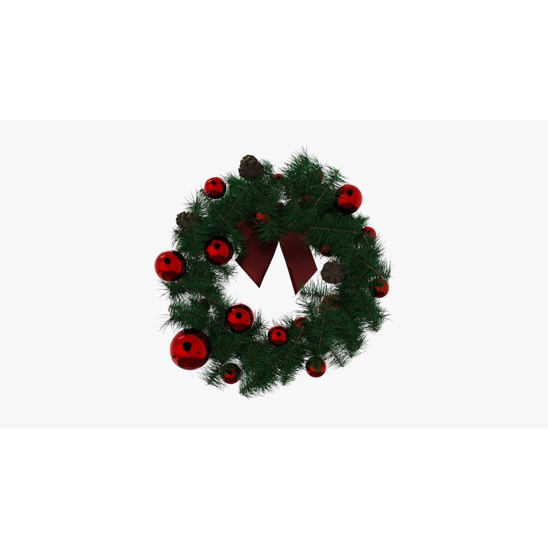 Wreath Red Ball 3D Model – Low Poly Decorative Asset, FBX - View 7