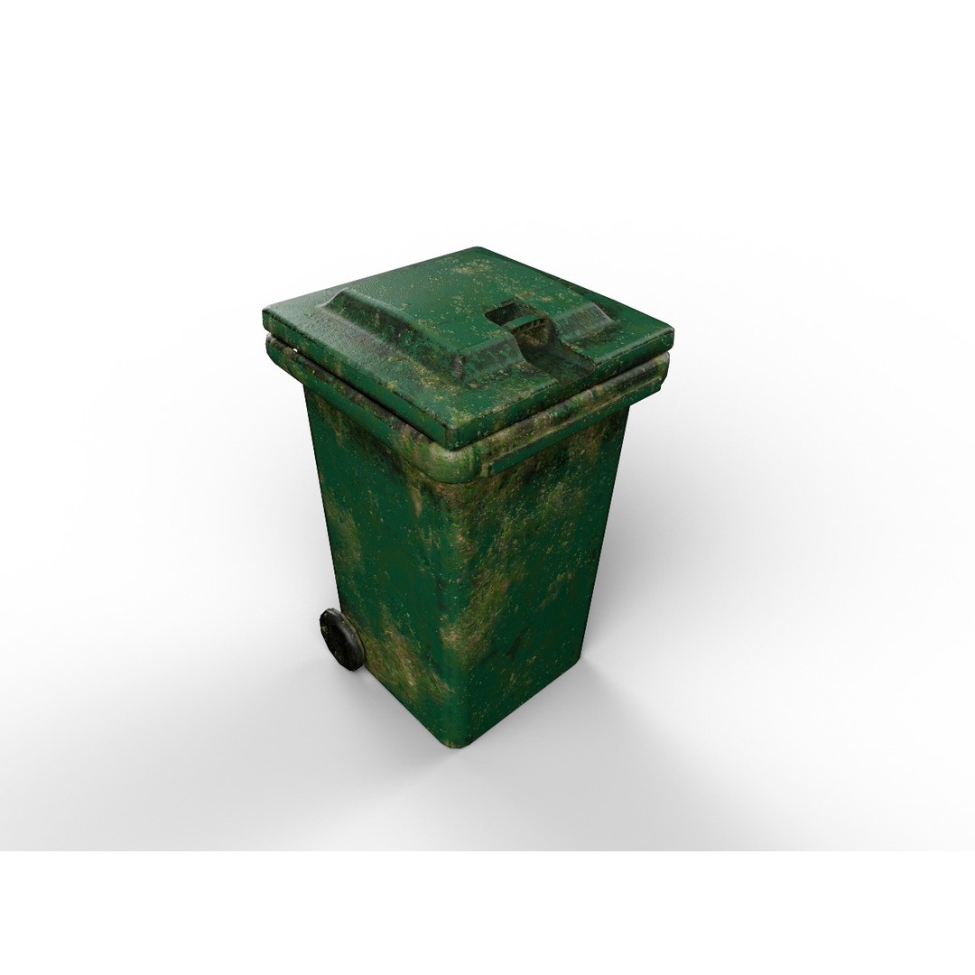 Old Dirty Dustbin 3D Model – Low Poly PBR Game Asset, FBX