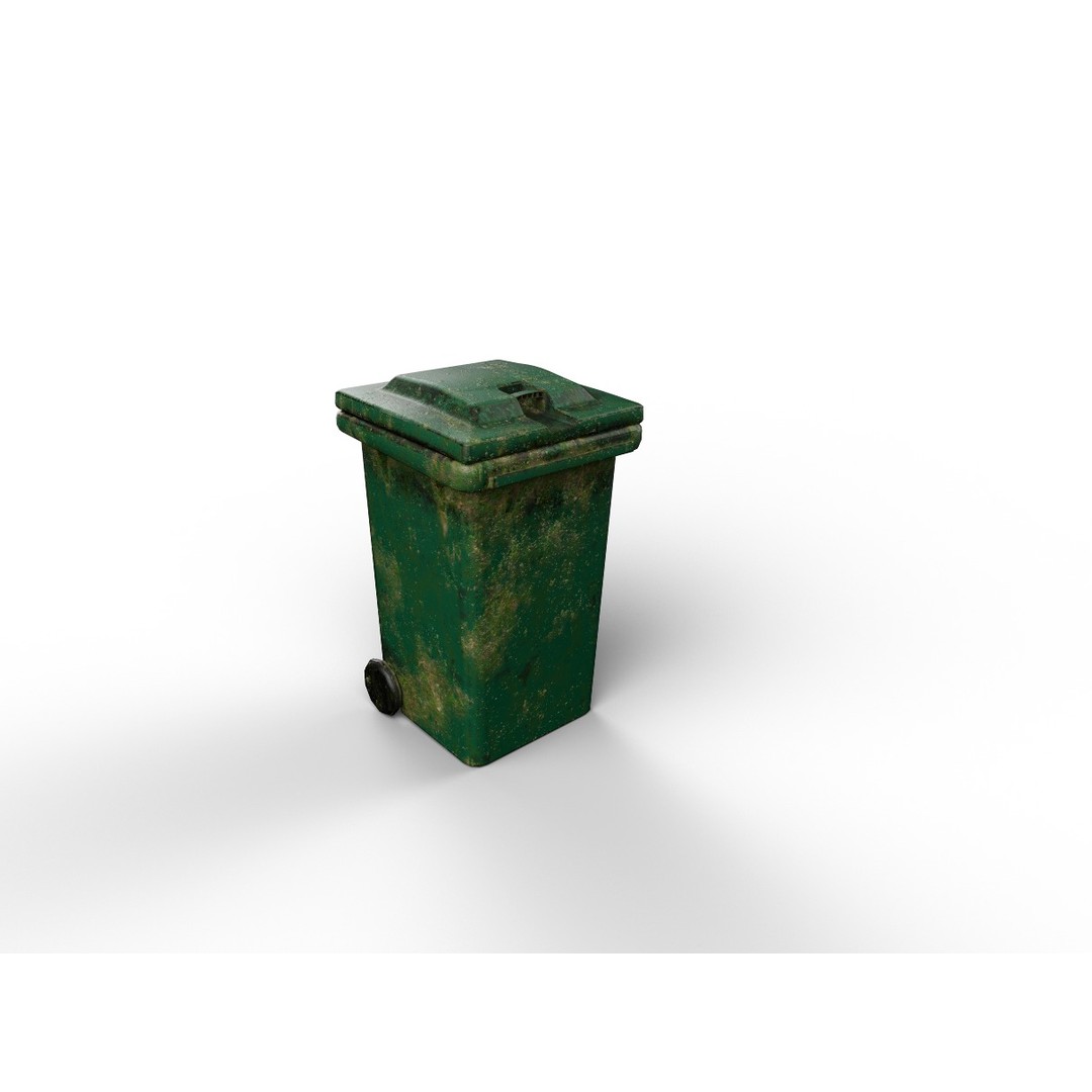 Old Dirty Dustbin 3D Model – Low Poly PBR Game Asset, FBX - View 4