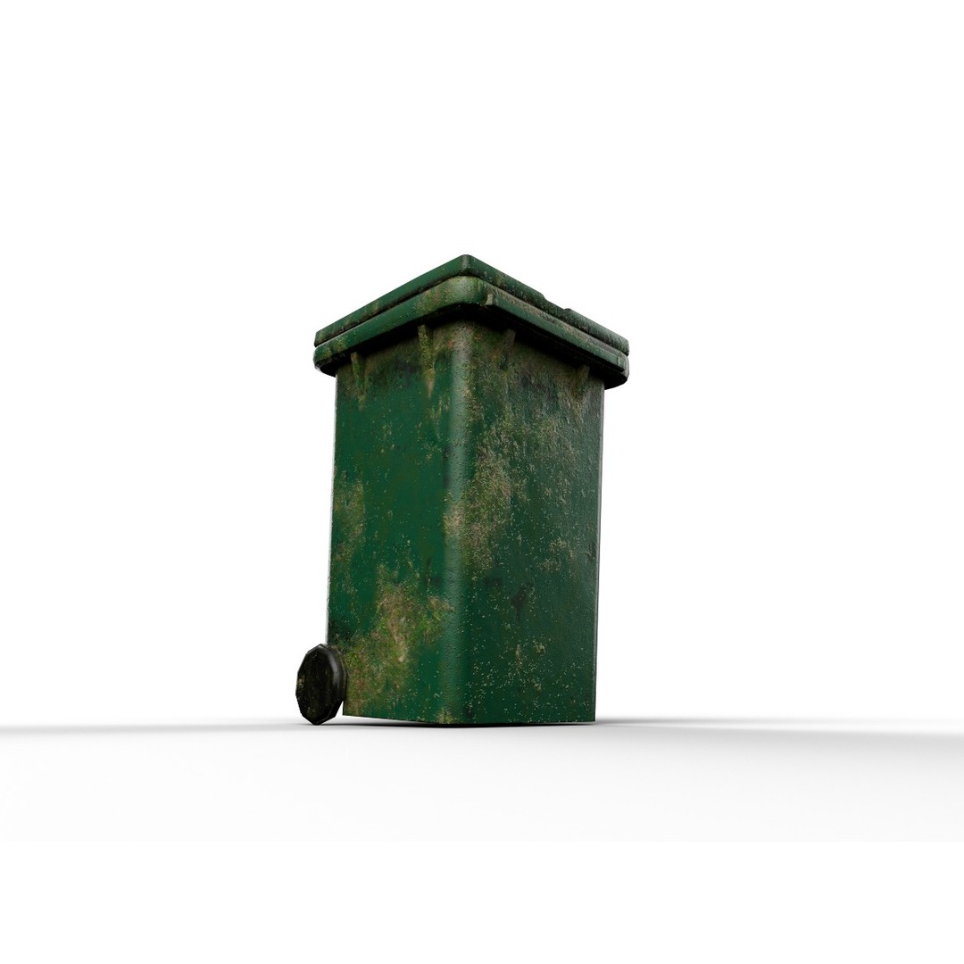 Old Dirty Dustbin 3D Model – Low Poly PBR Game Asset, FBX - View 5