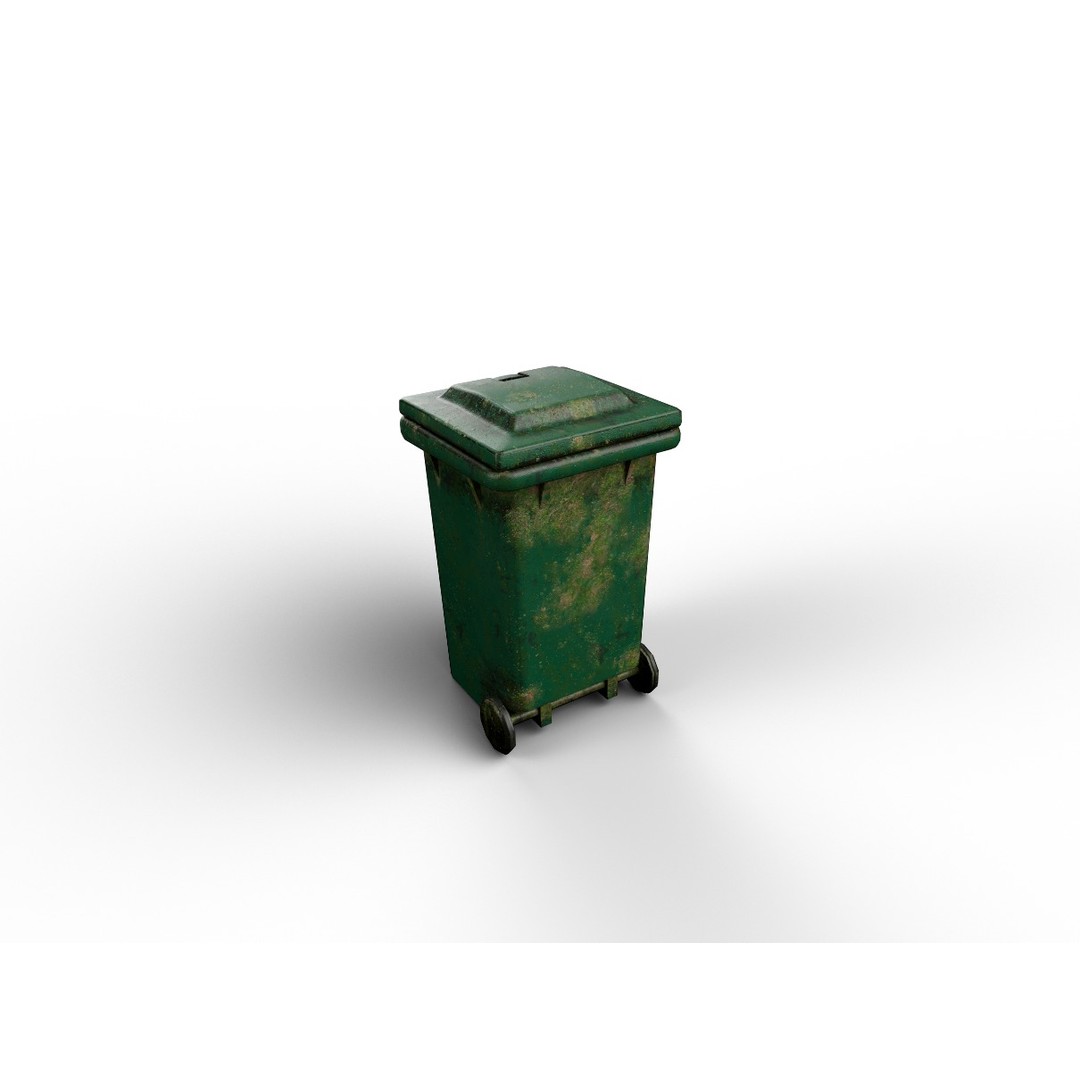 Old Dirty Dustbin 3D Model – Low Poly PBR Game Asset, FBX - View 6