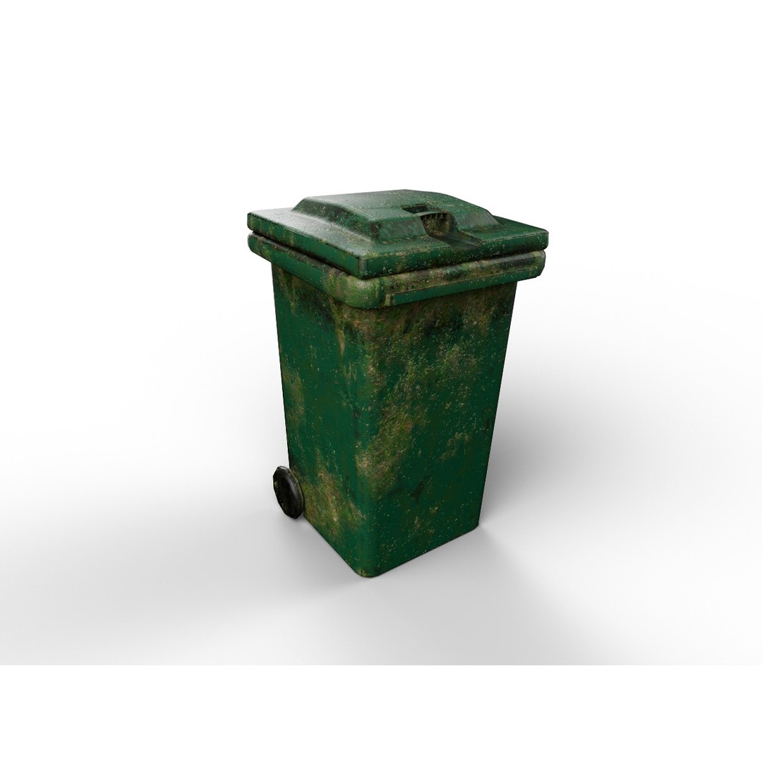 Old Dirty Dustbin 3D Model – Low Poly PBR Game Asset, FBX - View 7