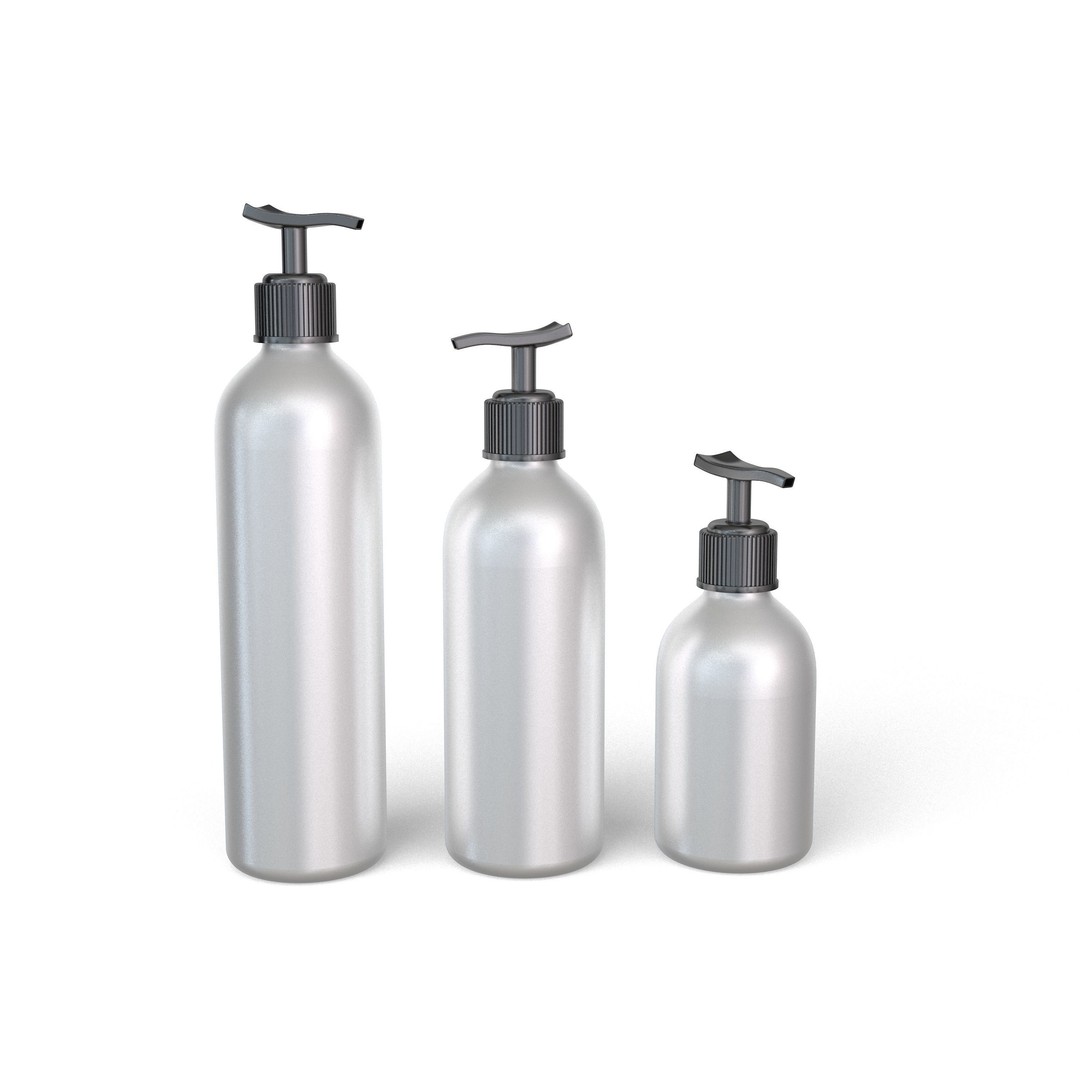 Dispenser Bottles 3D Model – Realistic Spray and Lotion Bottles, FBX, OBJ - View 3
