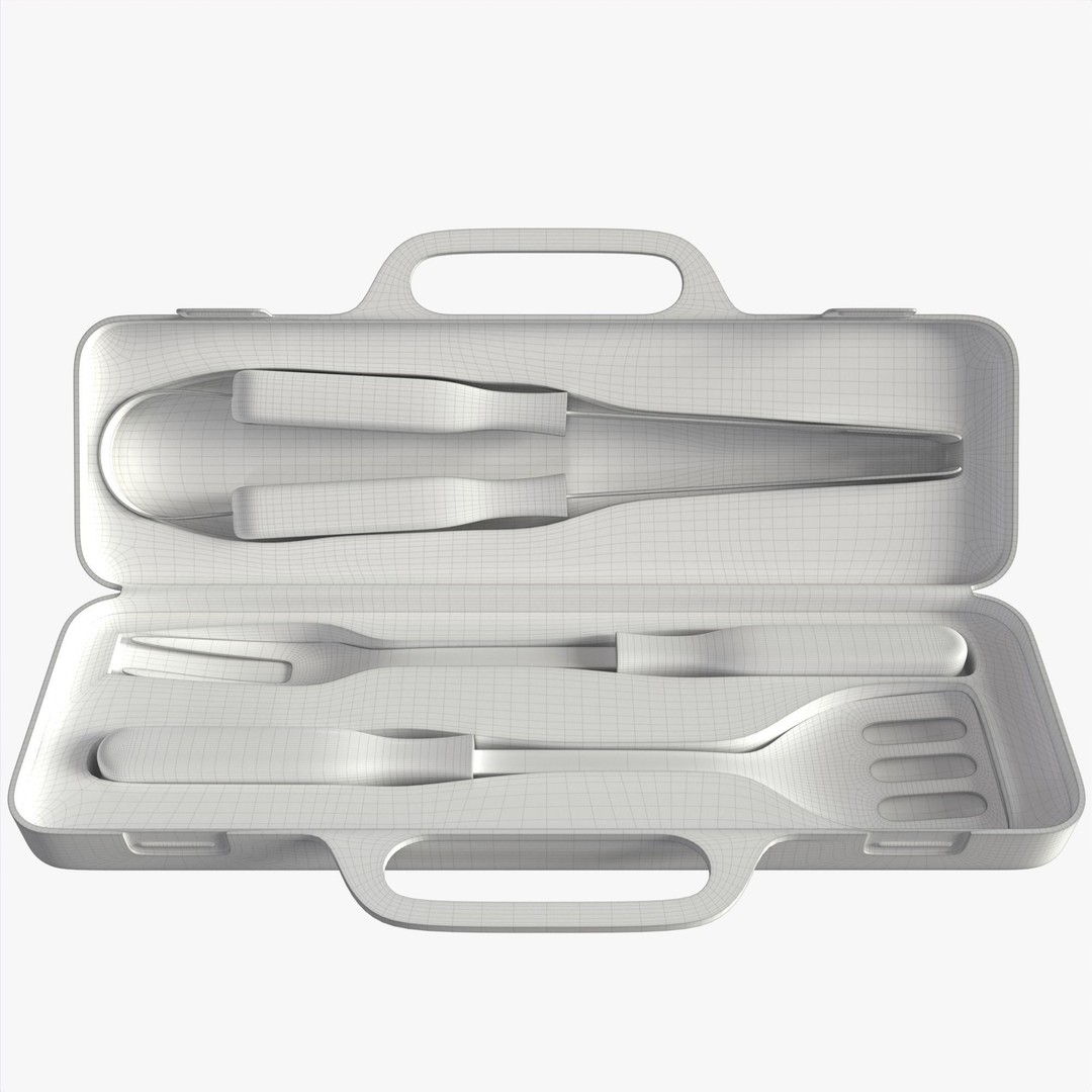 BBQ Tool Set 3D Model – High Poly PBR Kitchenware for Visual Production