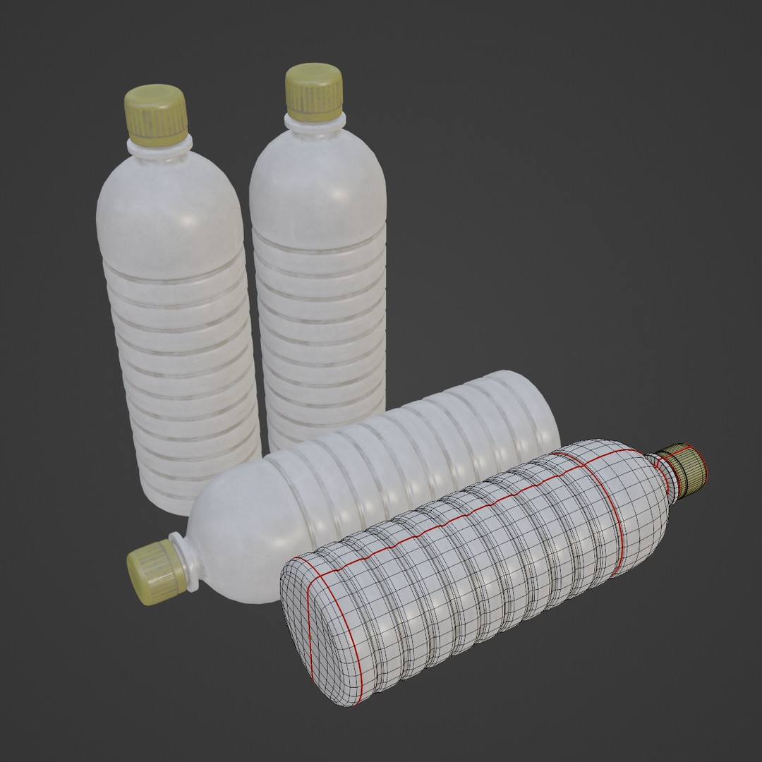 Plastic Bottle 3D Model – Low Poly PBR Textured Asset, FBX/OBJ - View 9