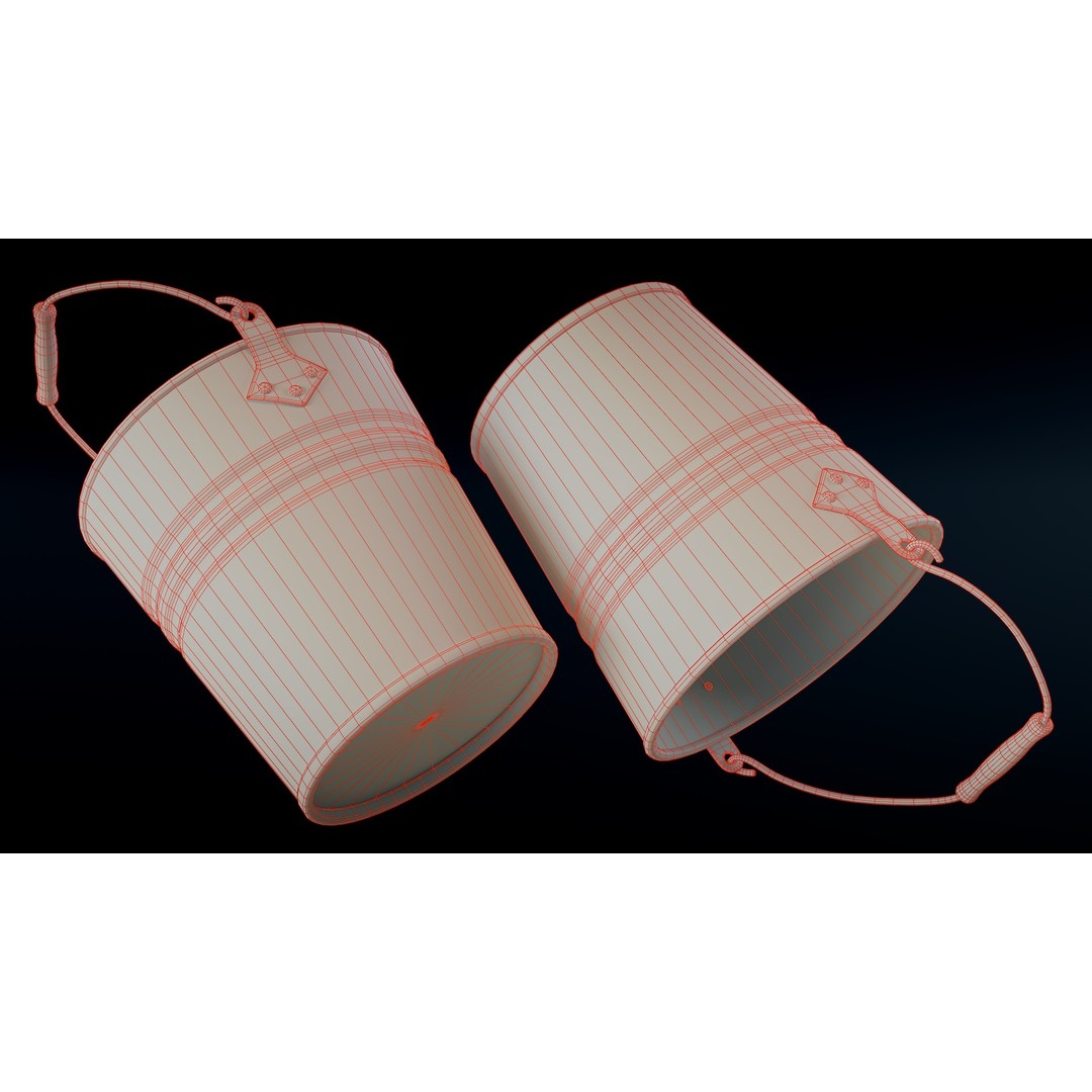 Galvanized Metal Bucket 3D Model – Low Poly PBR Asset, FBX