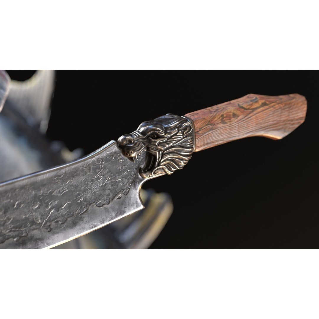 Lion Knife 3D Model – Low Poly Kitchenware, PBR Textures, FBX - View 12