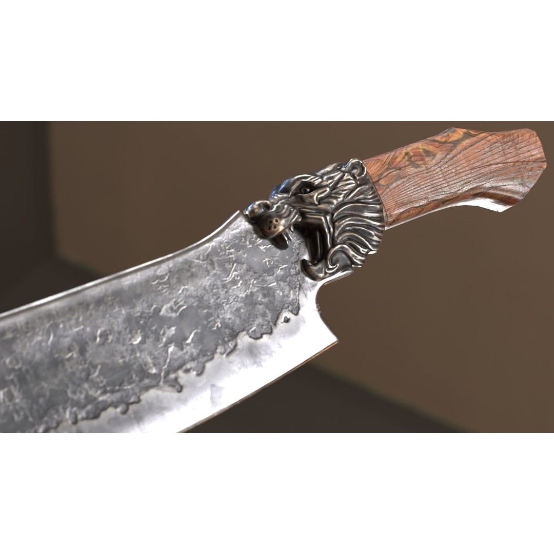 Lion Knife 3D Model – Low Poly Kitchenware, PBR Textures, FBX - View 13