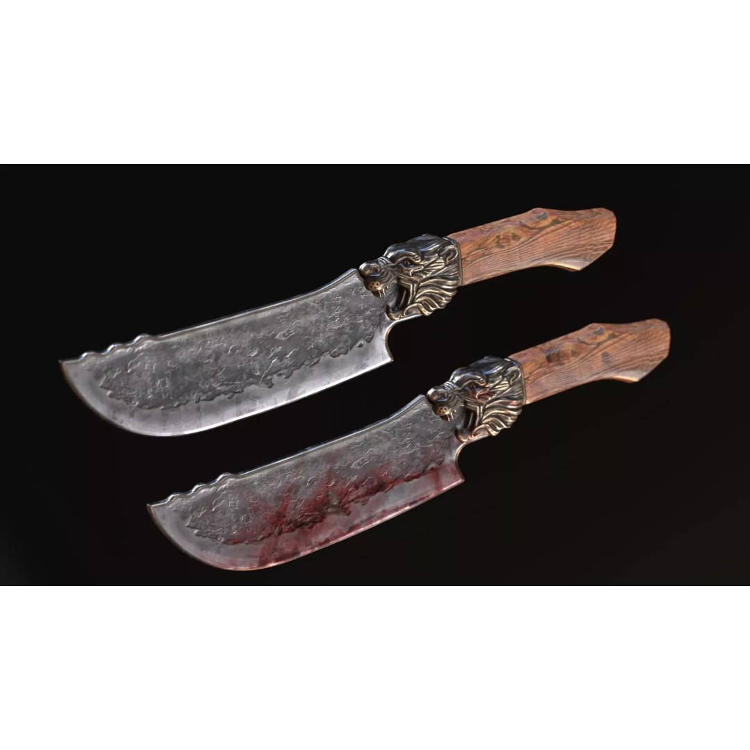 Lion Knife 3D Model – Low Poly Kitchenware, PBR Textures, FBX - View 2