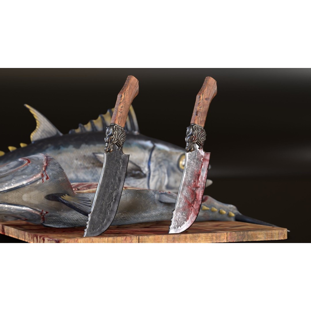 Lion Knife 3D Model – Low Poly Kitchenware, PBR Textures, FBX - View 4