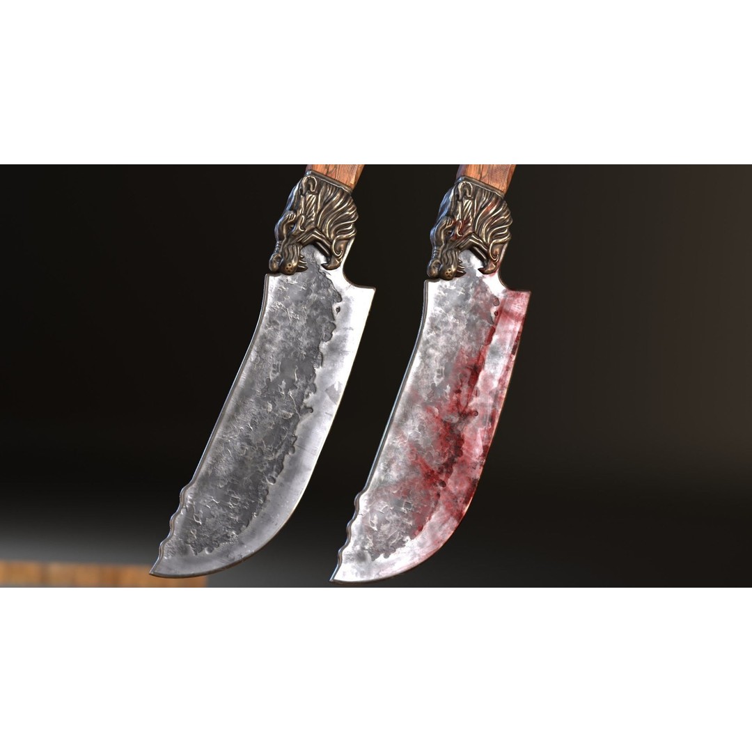 Lion Knife 3D Model – Low Poly Kitchenware, PBR Textures, FBX - View 7