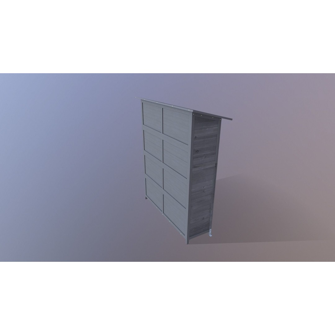 Outdoor Storage Cabinet 3D Model – Vintage Wooden Shed, Game Ready, FBX - View 10