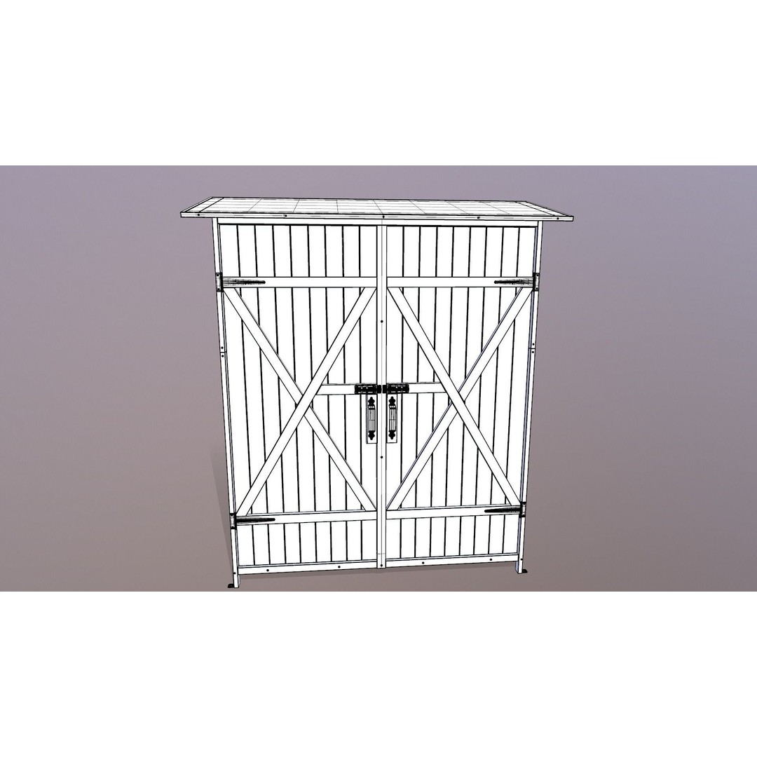 Outdoor Storage Cabinet 3D Model – Vintage Wooden Shed, Game Ready, FBX - View 13