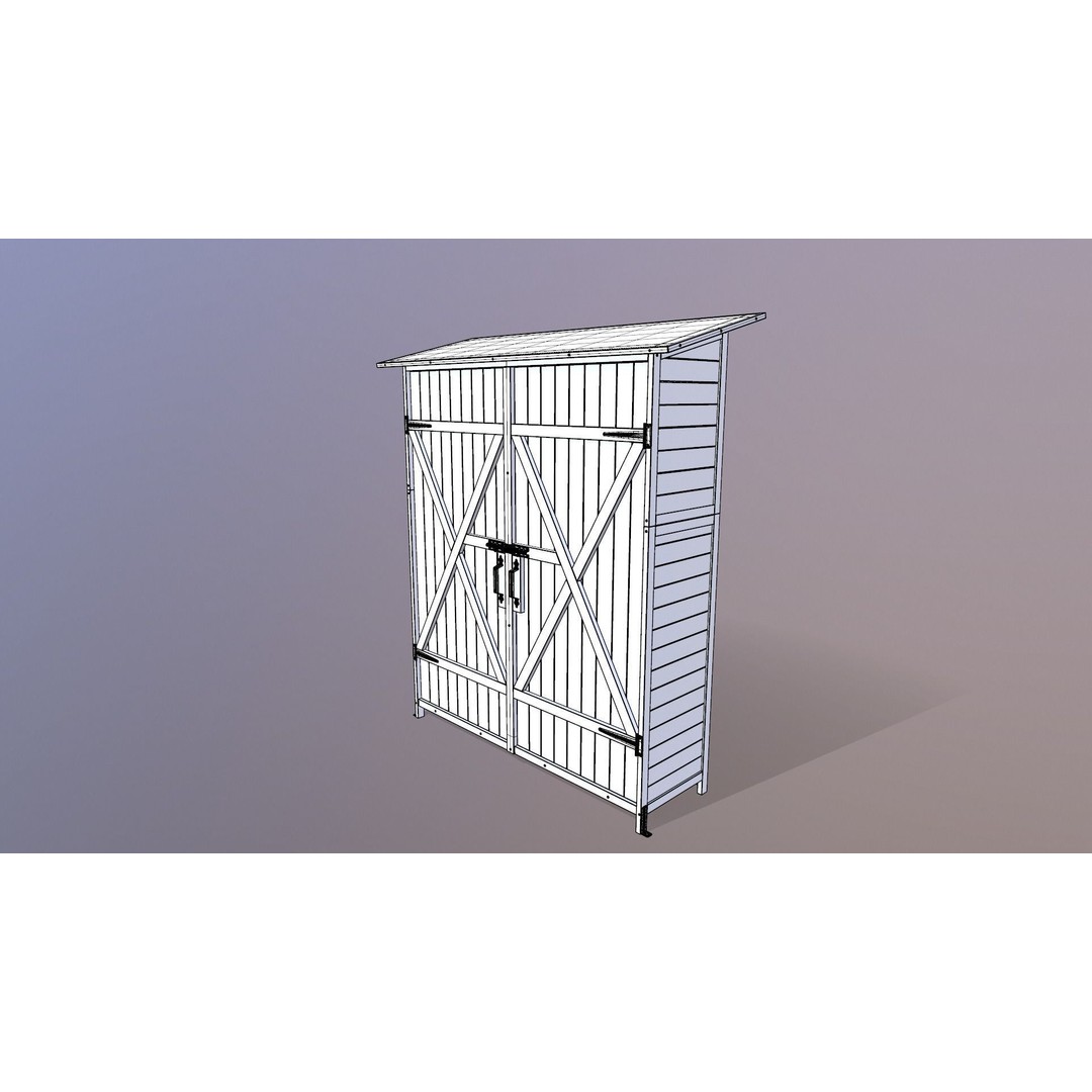 Outdoor Storage Cabinet 3D Model – Vintage Wooden Shed, Game Ready, FBX - View 14