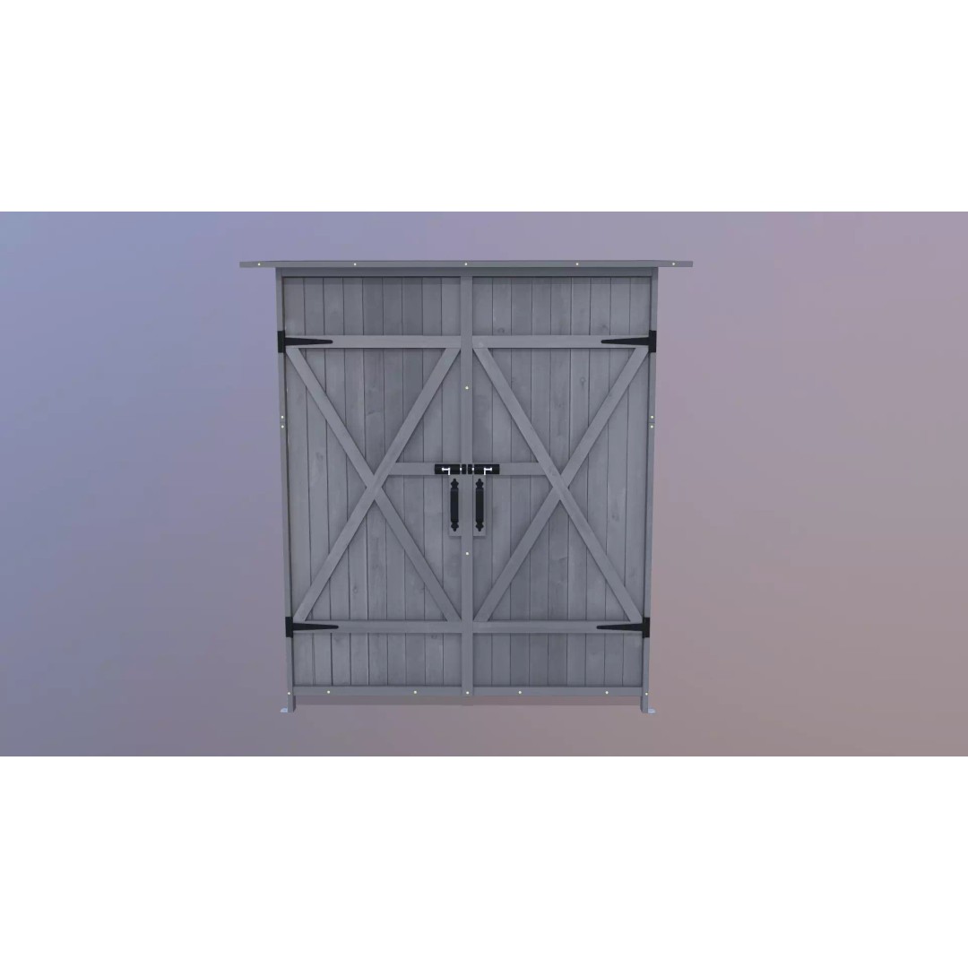 Outdoor Storage Cabinet 3D Model – Vintage Wooden Shed, Game Ready, FBX - View 2