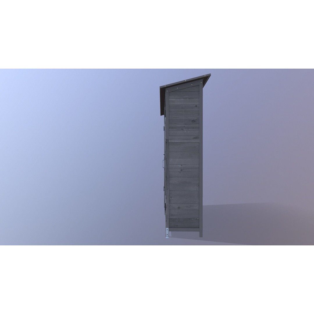 Outdoor Storage Cabinet 3D Model – Vintage Wooden Shed, Game Ready, FBX - View 7