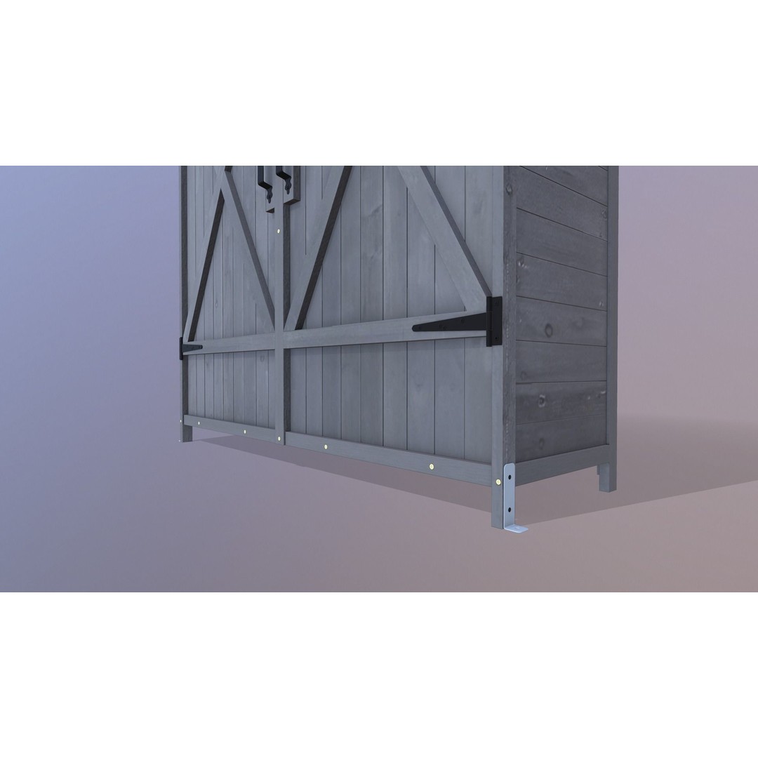 Outdoor Storage Cabinet 3D Model – Vintage Wooden Shed, Game Ready, FBX - View 8