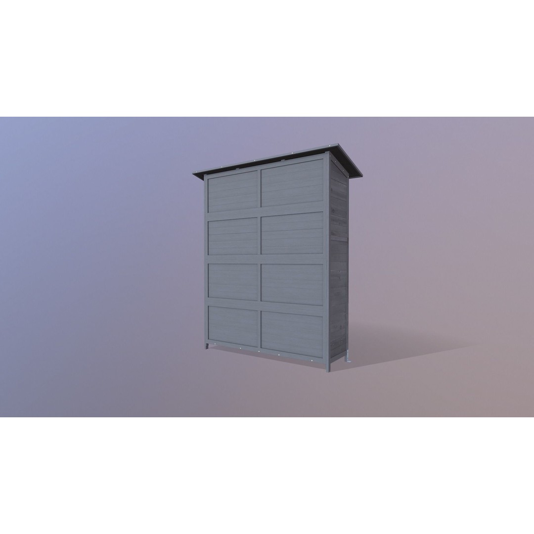 Outdoor Storage Cabinet 3D Model – Vintage Wooden Shed, Game Ready, FBX - View 9