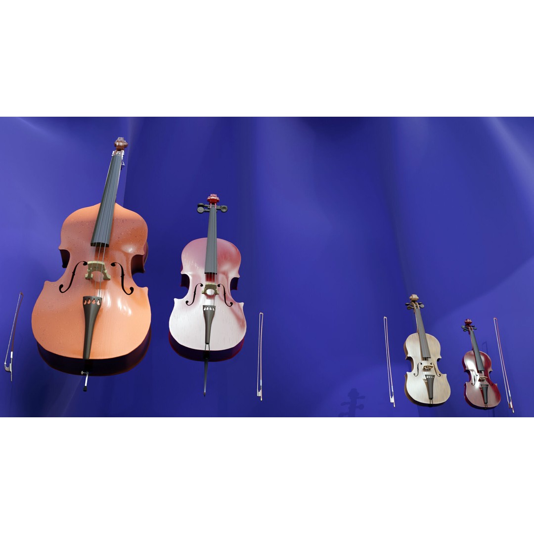 Symphonic Strings 3D Model – Classic String Instruments Set, Blender