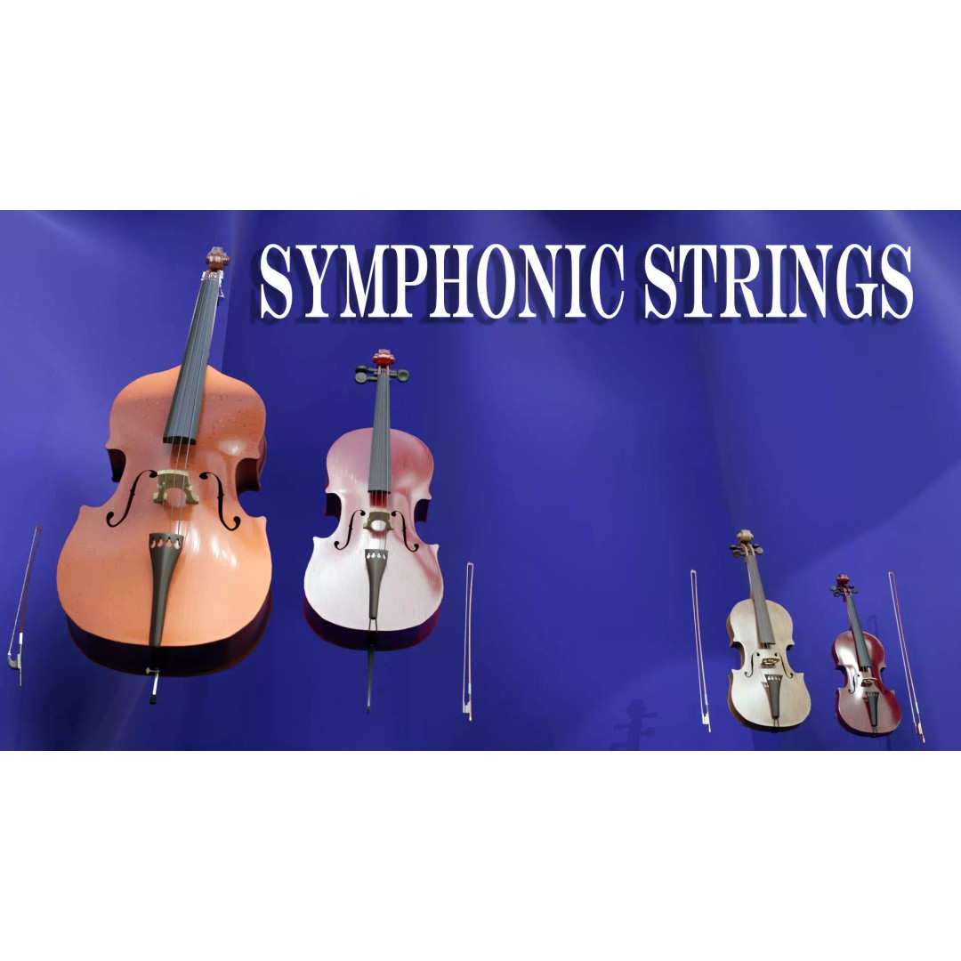 Symphonic Strings 3D Model – Classic String Instruments Set, Blender - View 2