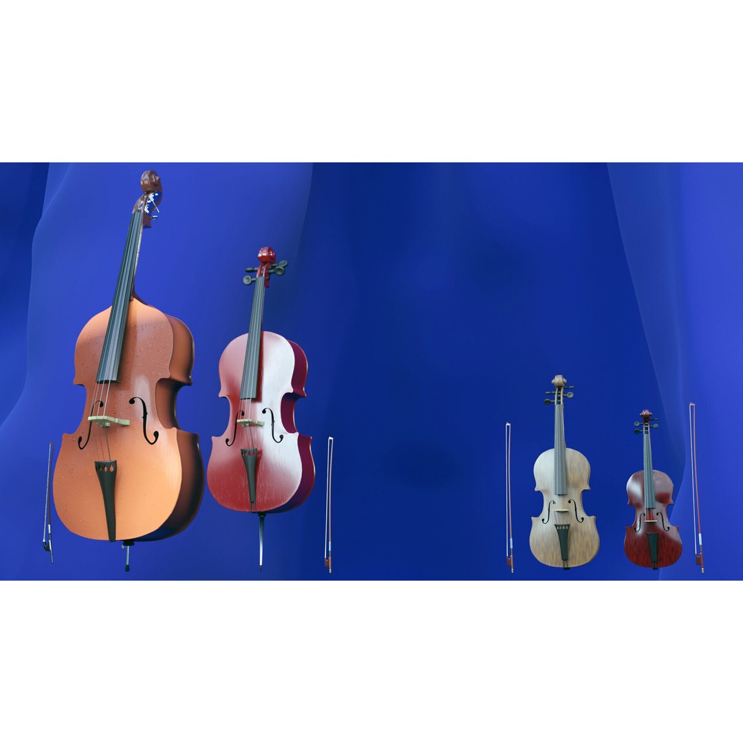 Symphonic Strings 3D Model – Classic String Instruments Set, Blender - View 3