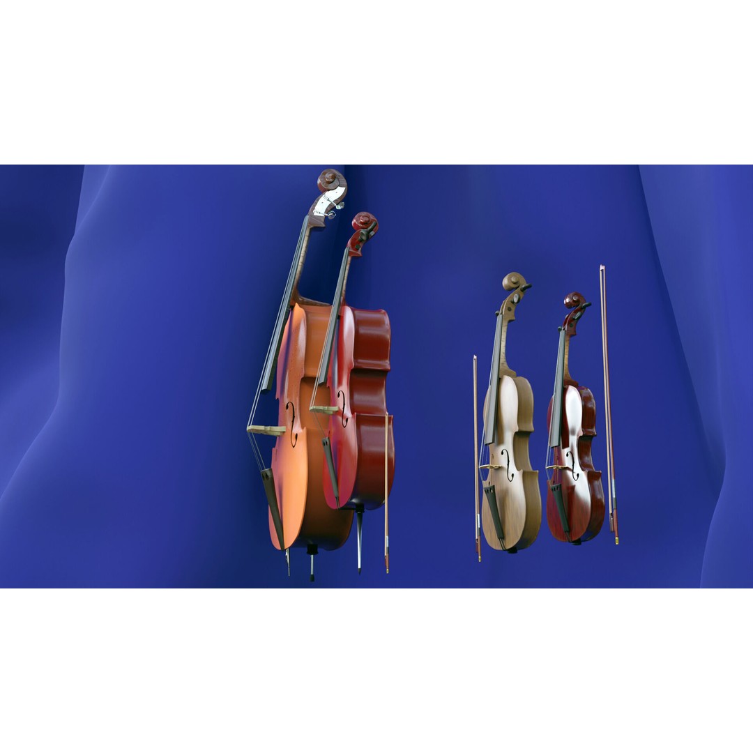 Symphonic Strings 3D Model – Classic String Instruments Set, Blender - View 4