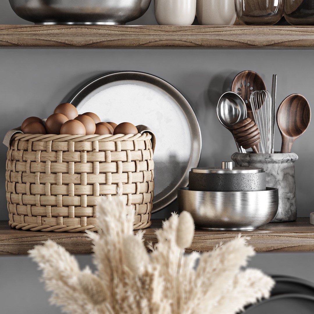 Kitchen Accessories 3D Model – High Poly Household Items, FBX, OBJ - View 3
