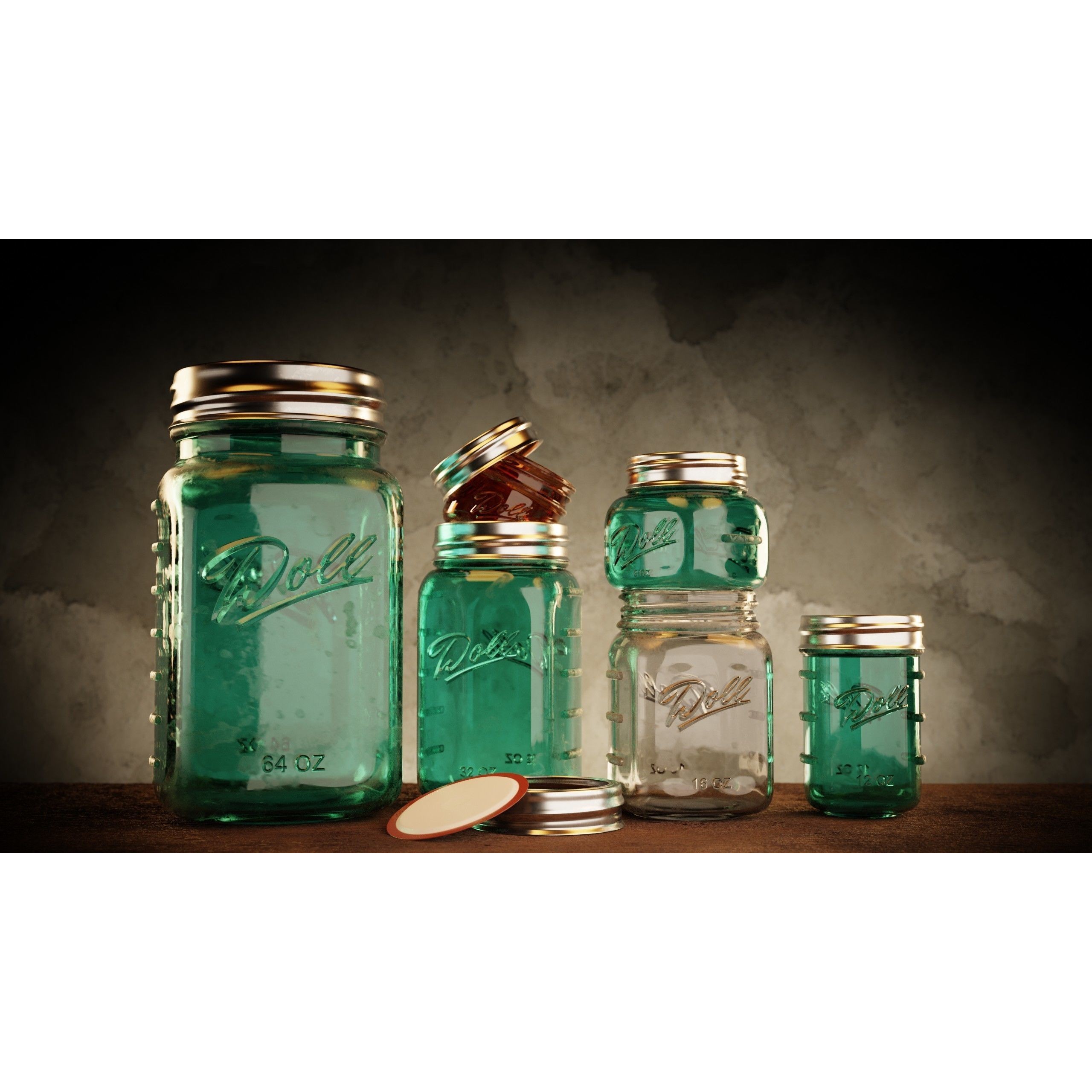 Mason Jars - Low-Poly Game-Ready 3D Model