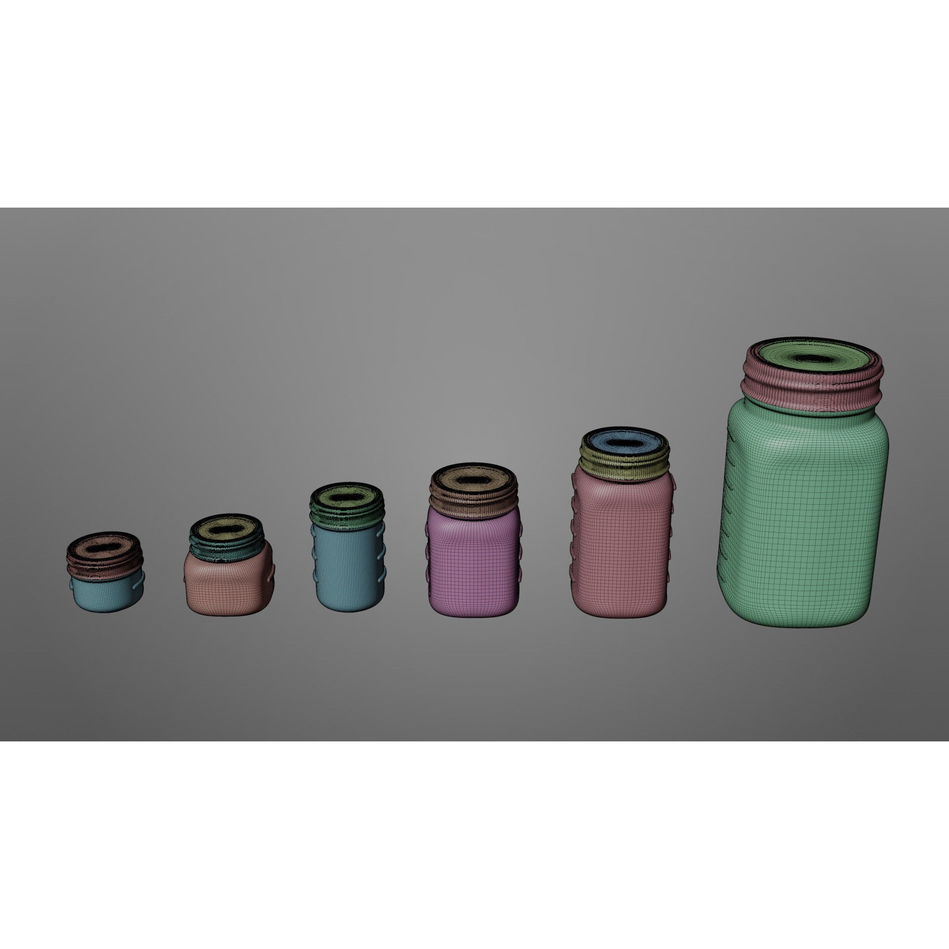 Mason Jars - Low-Poly Game-Ready 3D Model - View 10