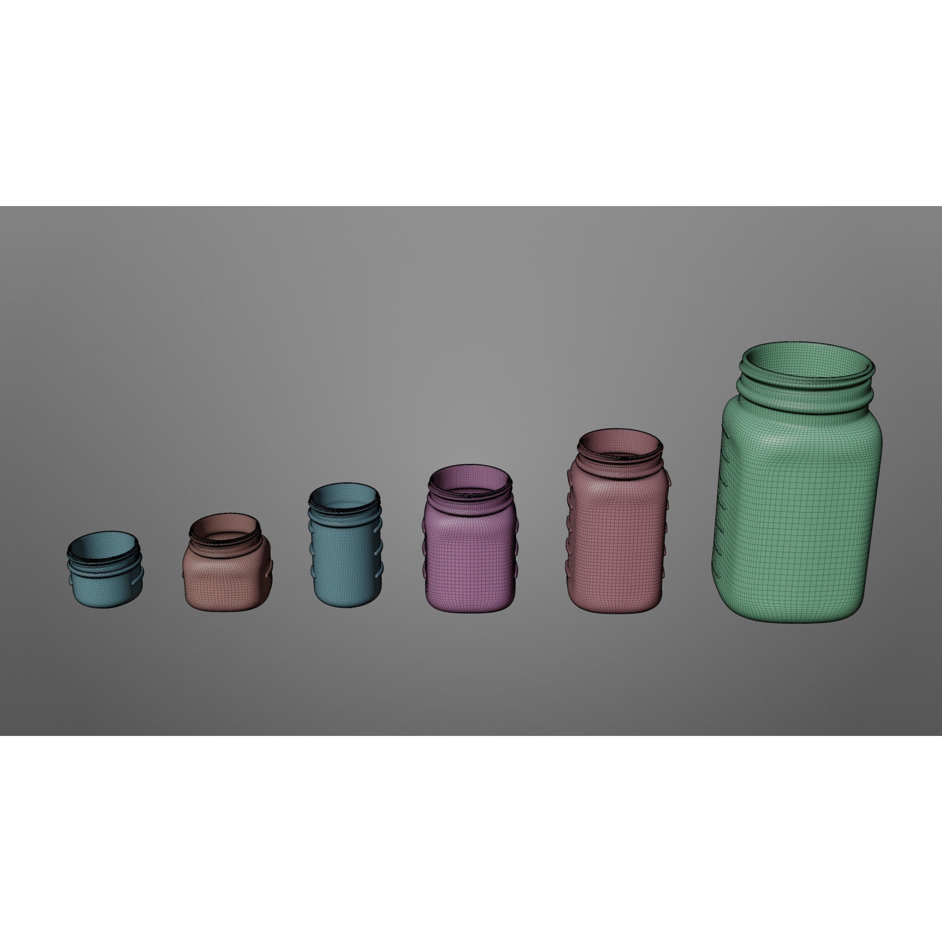 Mason Jars - Low-Poly Game-Ready 3D Model - View 11