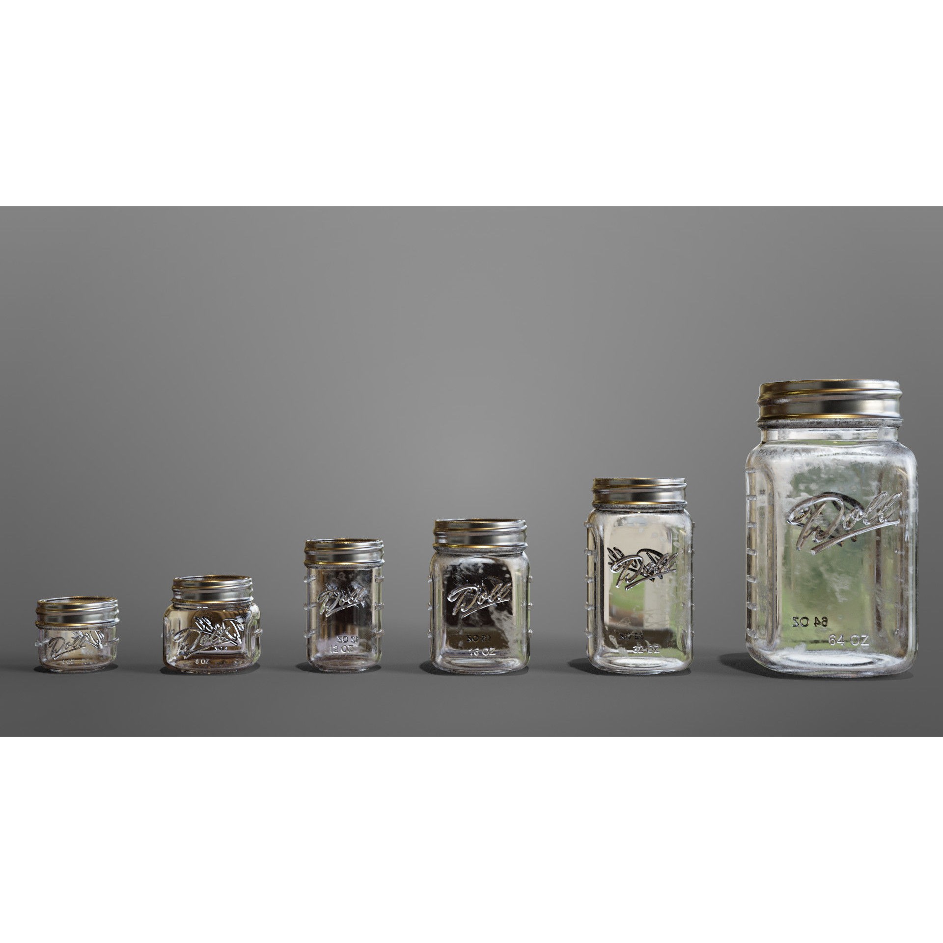Mason Jars - Low-Poly Game-Ready 3D Model - View 13