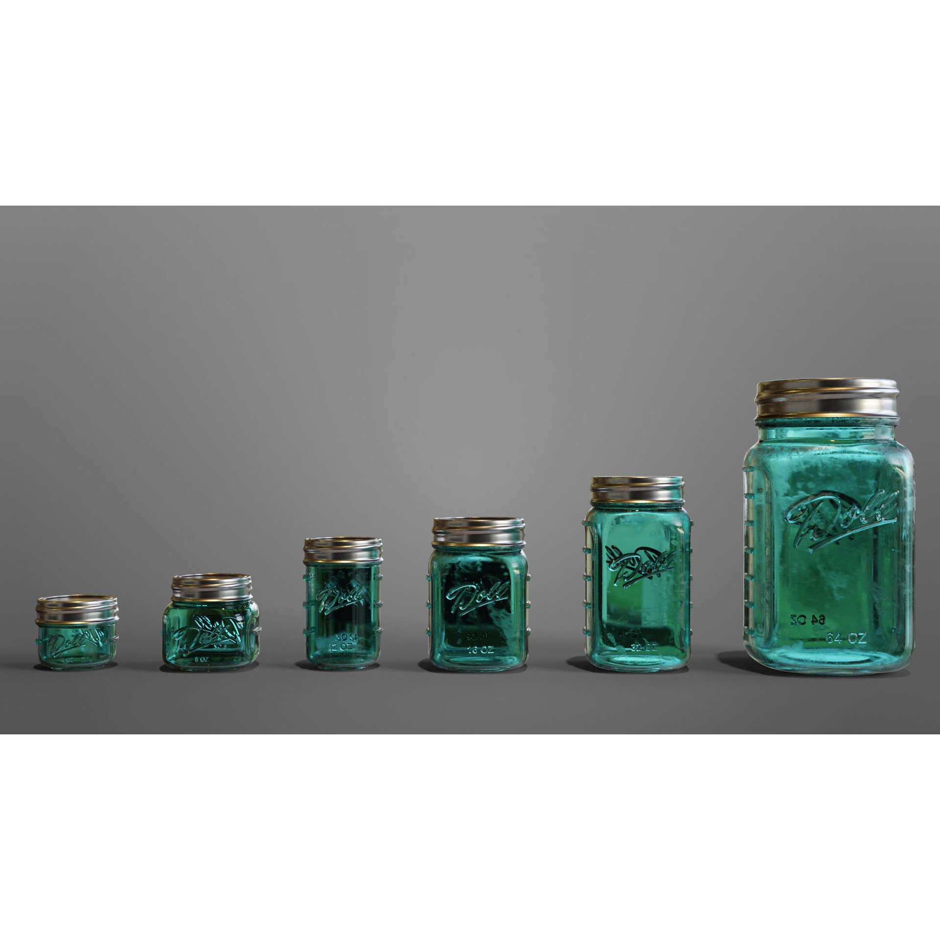 Mason Jars - Low-Poly Game-Ready 3D Model - View 14