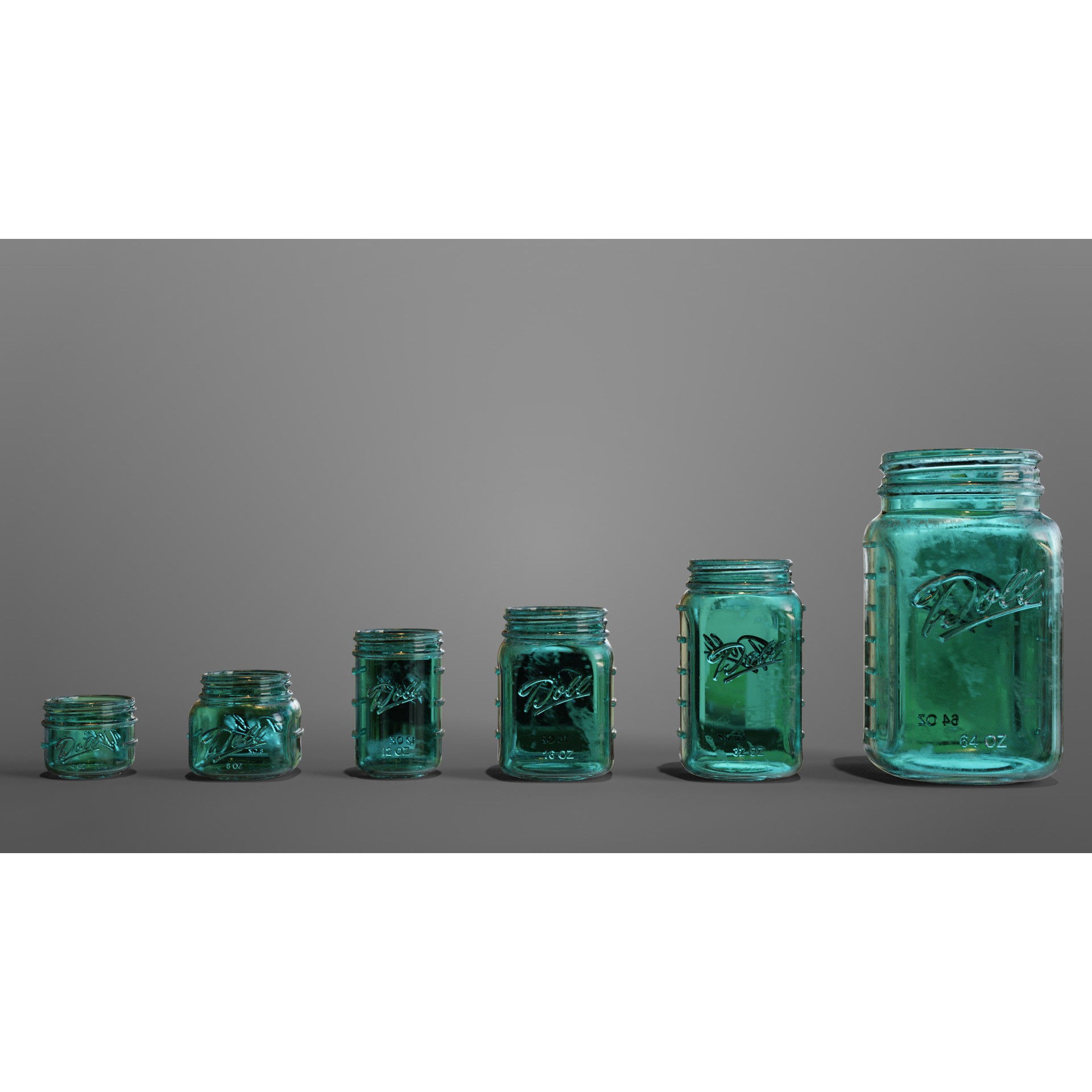 Mason Jars - Low-Poly Game-Ready 3D Model - View 15