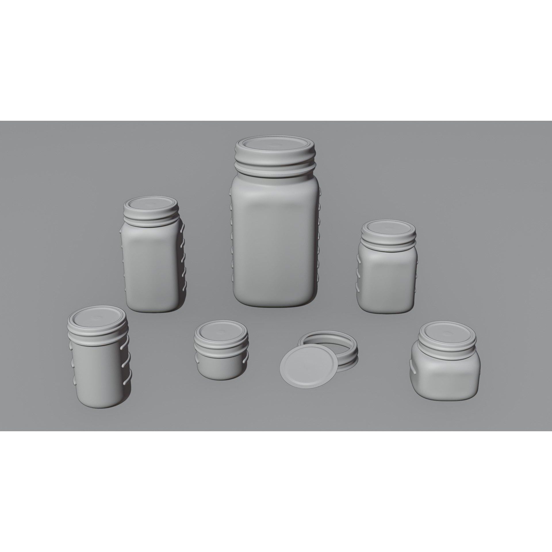 Mason Jars - Low-Poly Game-Ready 3D Model - View 16