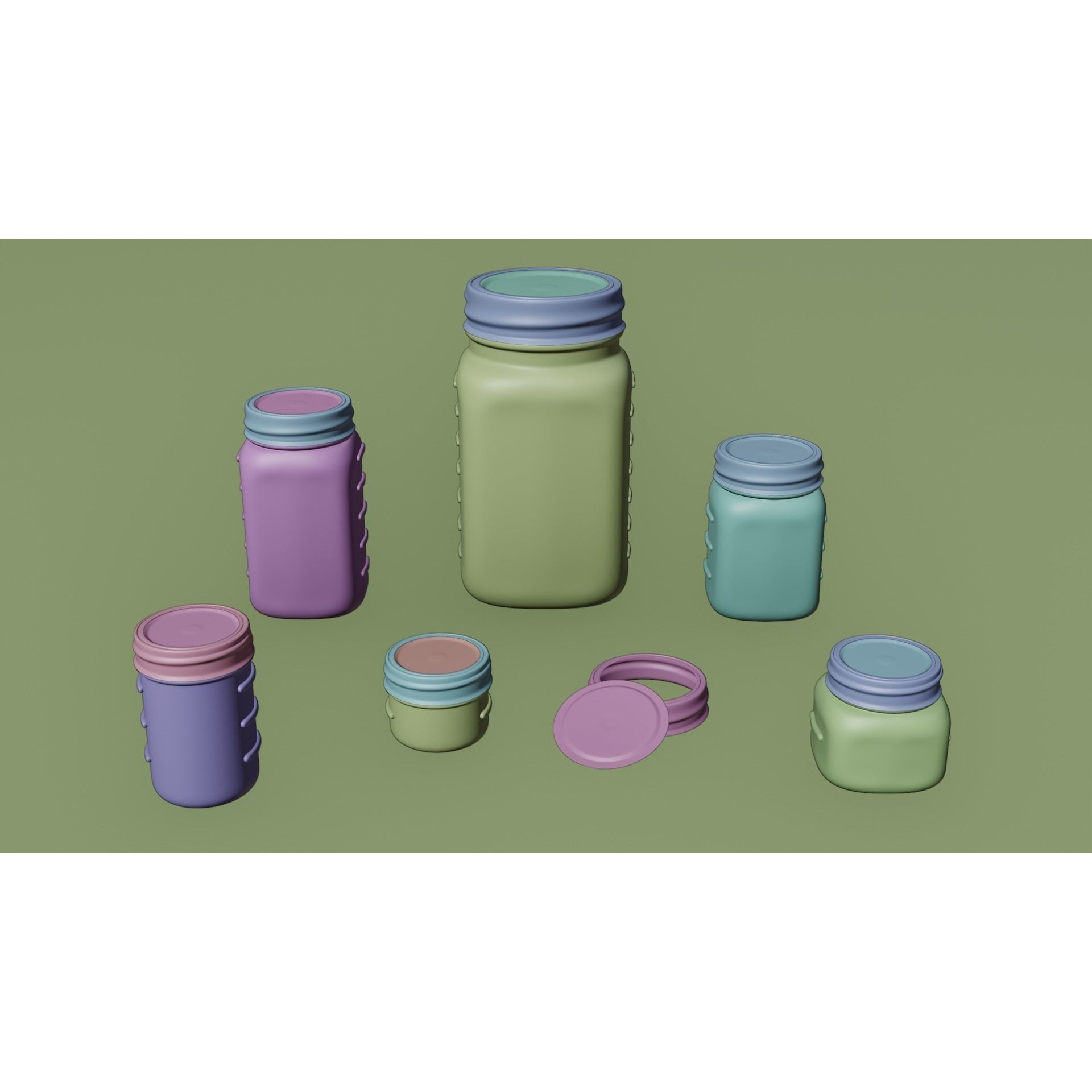 Mason Jars - Low-Poly Game-Ready 3D Model - View 17