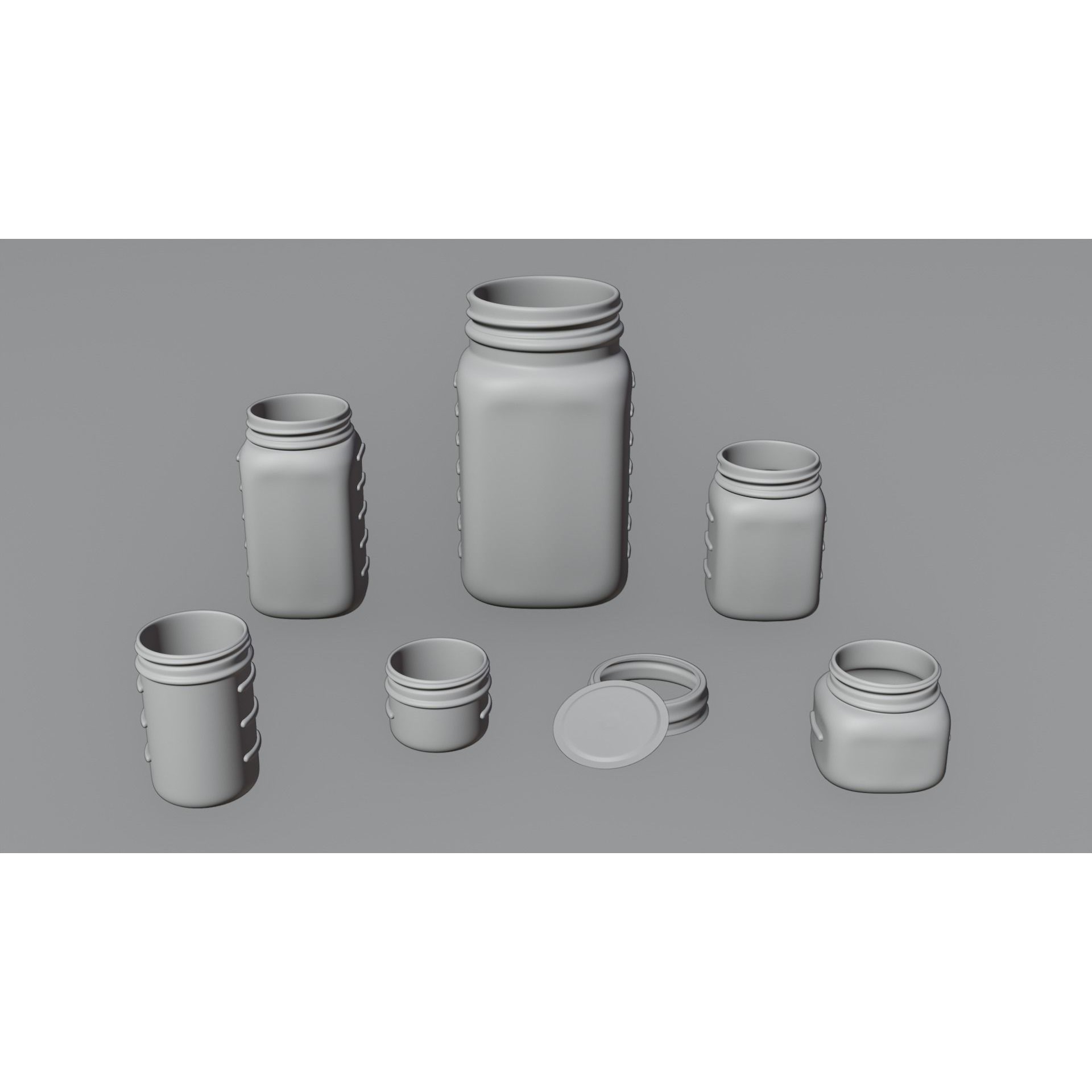 Mason Jars - Low-Poly Game-Ready 3D Model - View 18