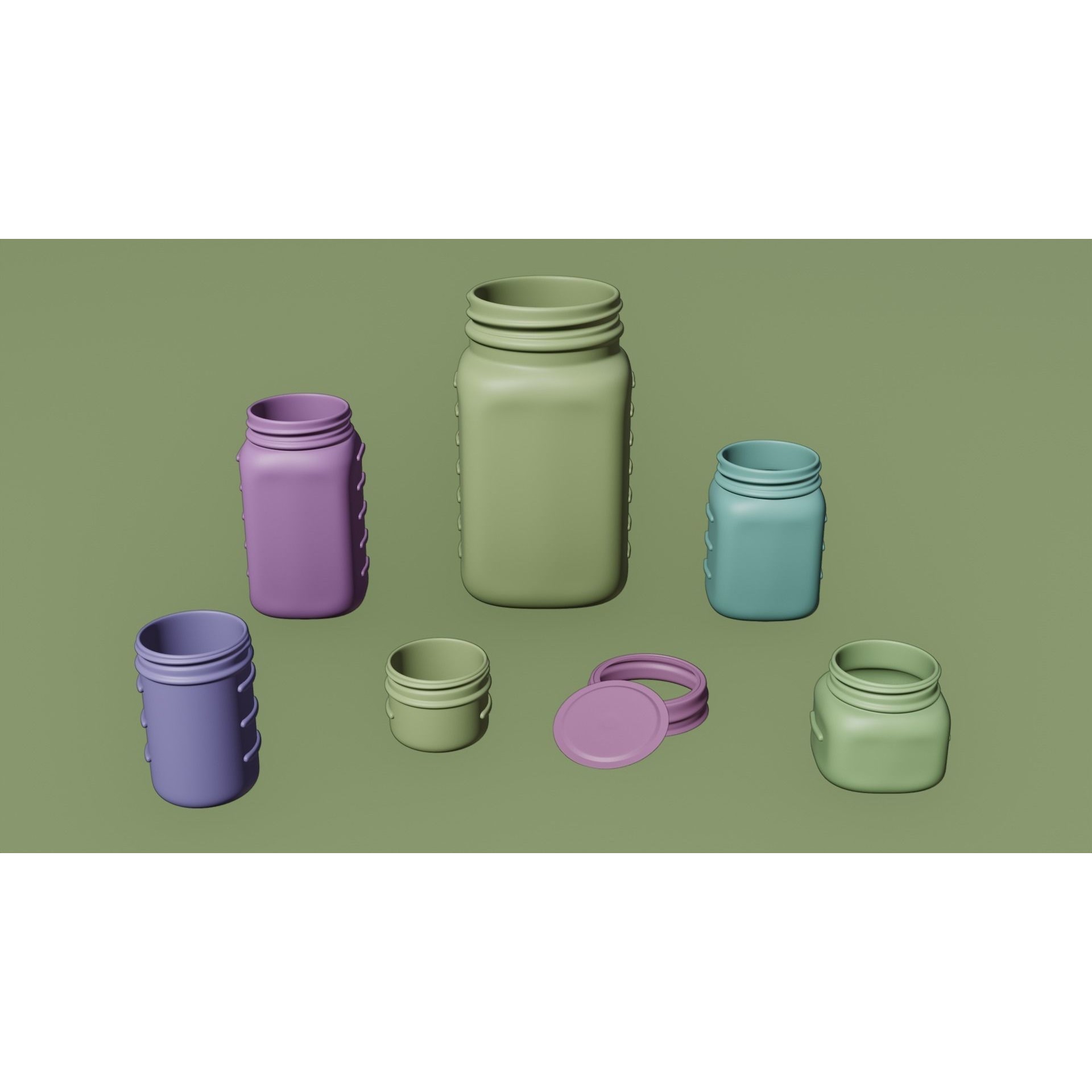 Mason Jars - Low-Poly Game-Ready 3D Model - View 19