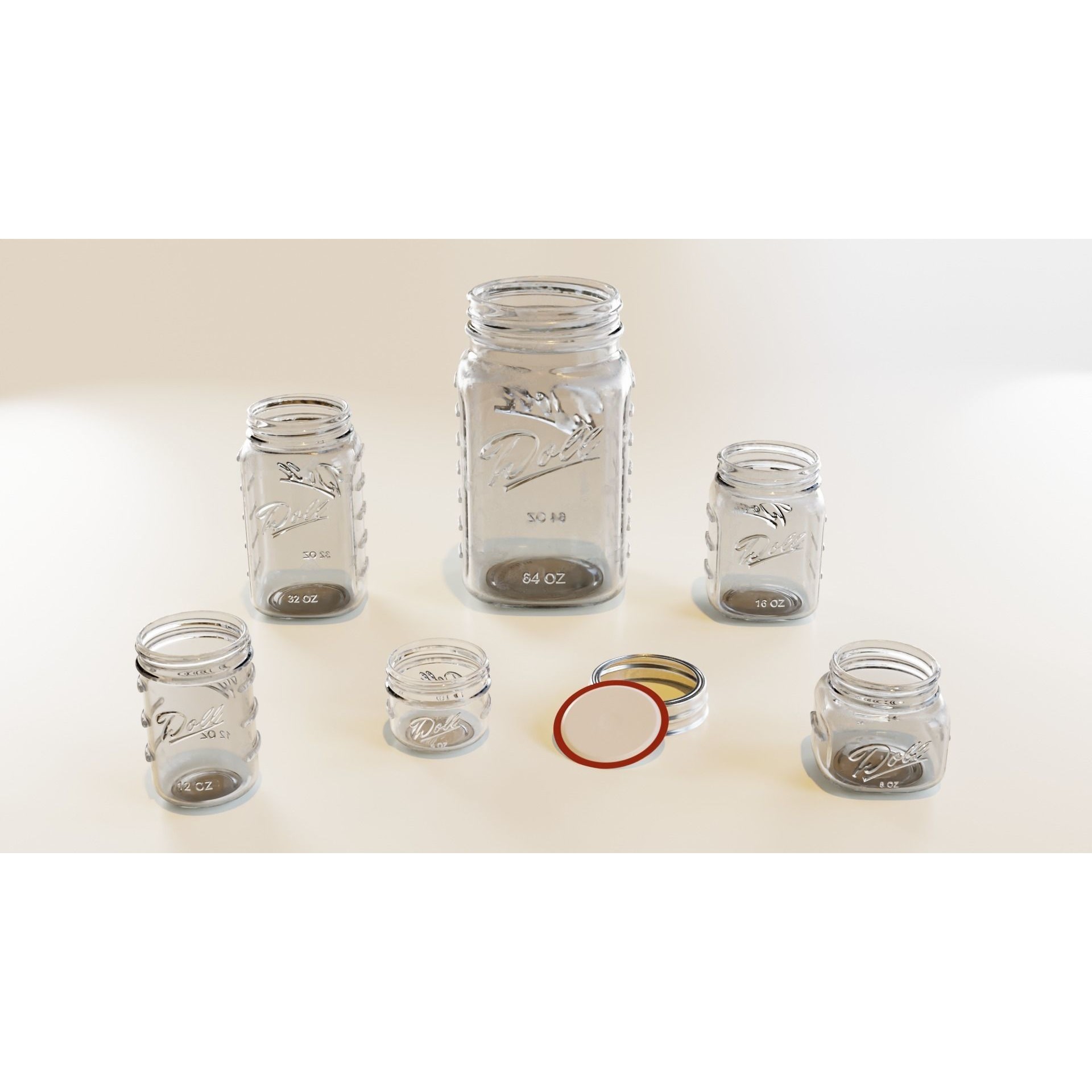 Mason Jars - Low-Poly Game-Ready 3D Model - View 5