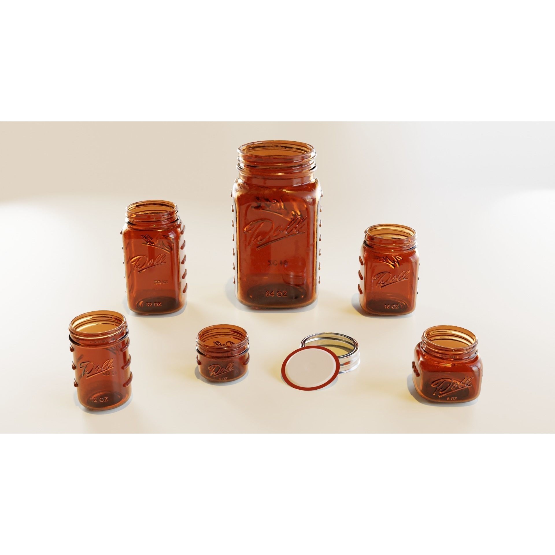 Mason Jars - Low-Poly Game-Ready 3D Model - View 7