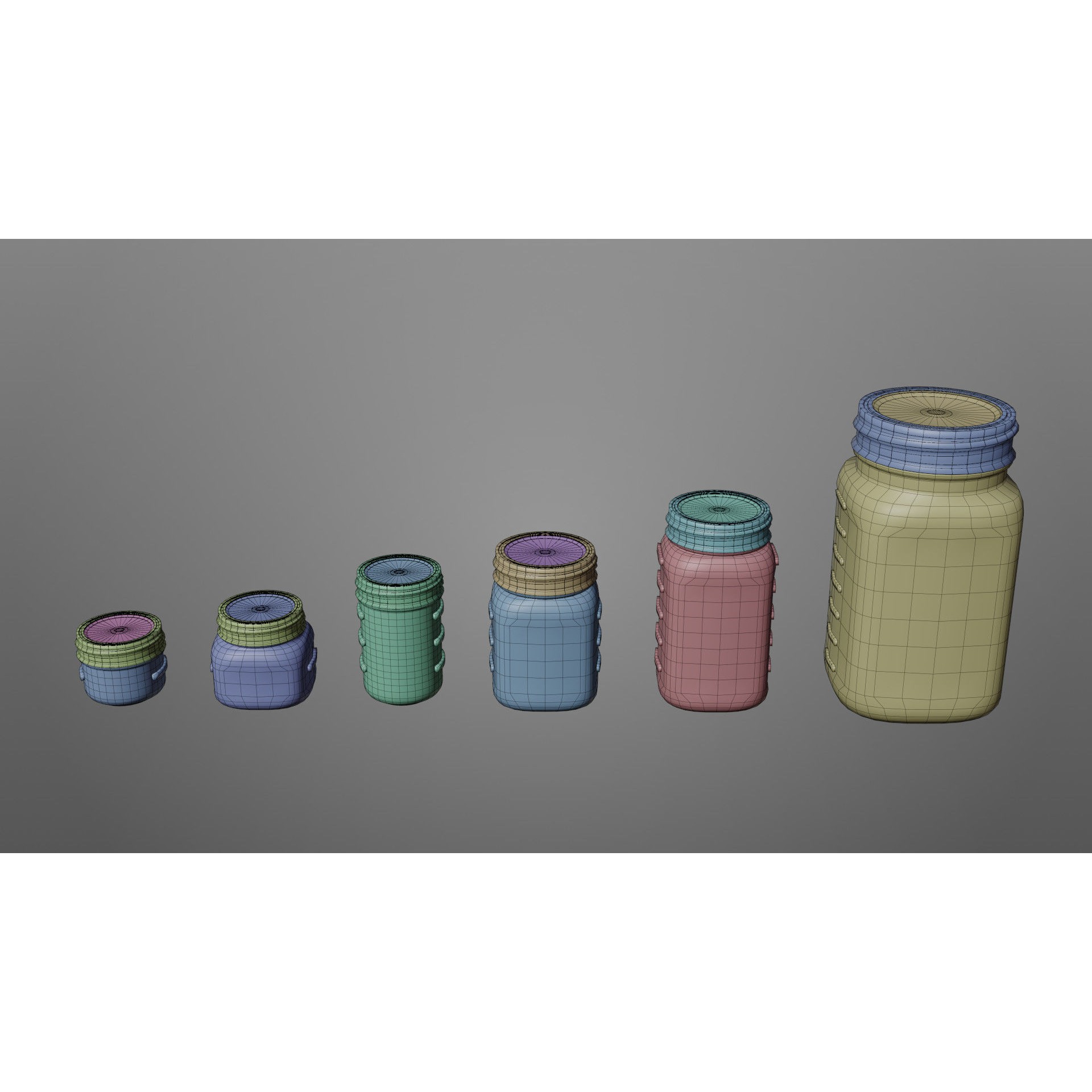Mason Jars - Low-Poly Game-Ready 3D Model - View 8