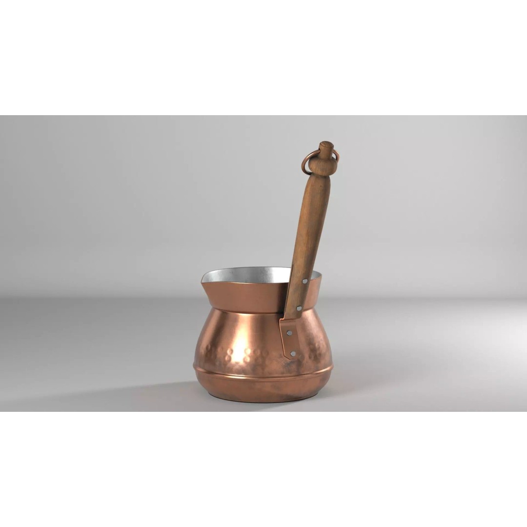 Vintage Copper Kettle 3D Model – Low Poly Kitchenware, FBX - View 2