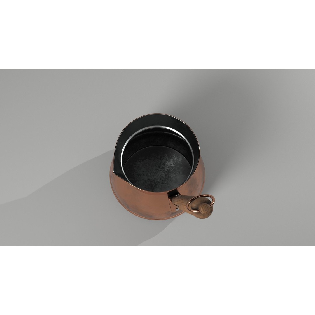Vintage Copper Kettle 3D Model – Low Poly Kitchenware, FBX - View 4