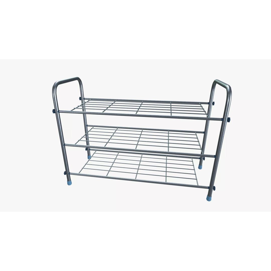 Three-Tier Metal Shoe Rack 3D Model – PBR Game-Ready Asset, FBX - View 2