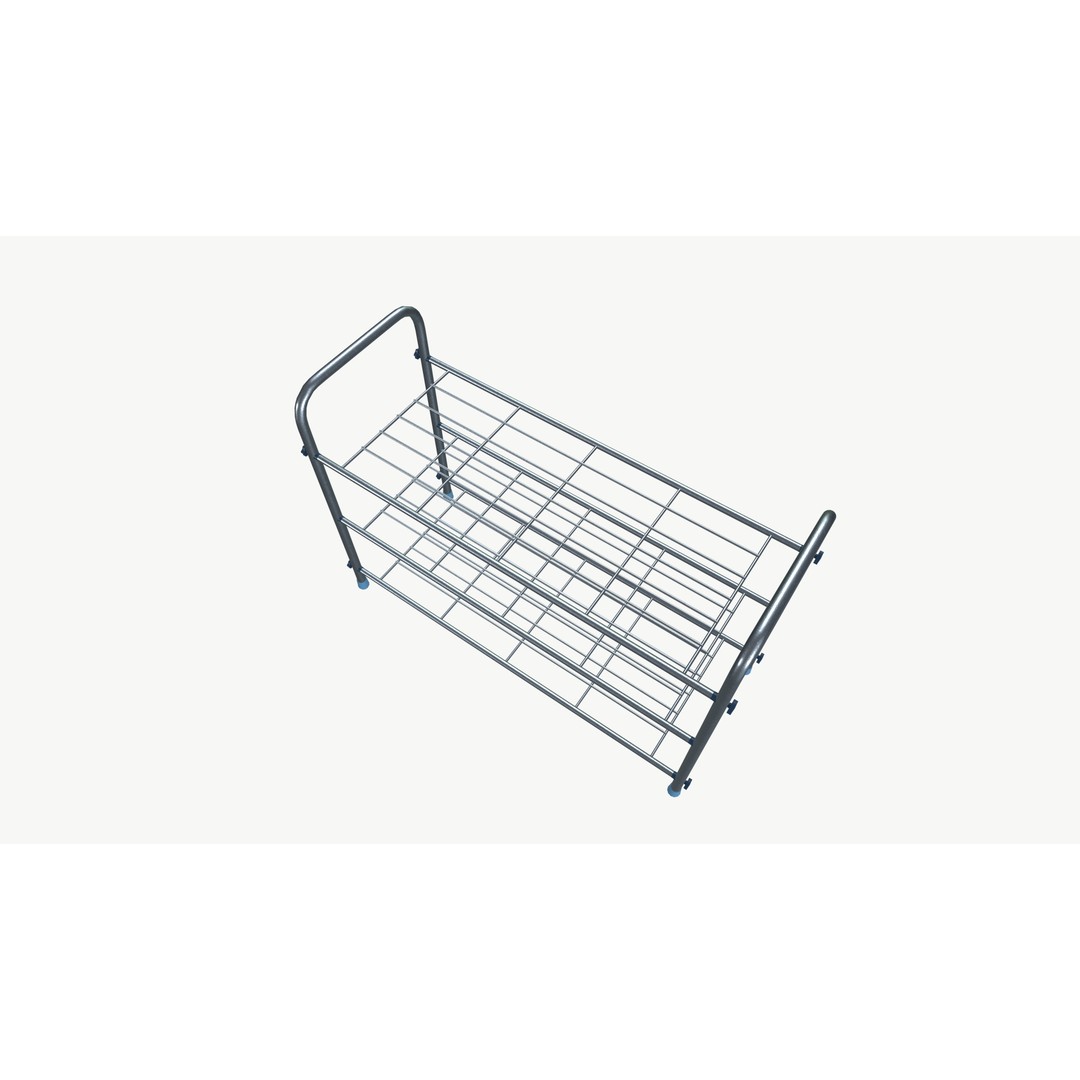 Three-Tier Metal Shoe Rack 3D Model – PBR Game-Ready Asset, FBX - View 3