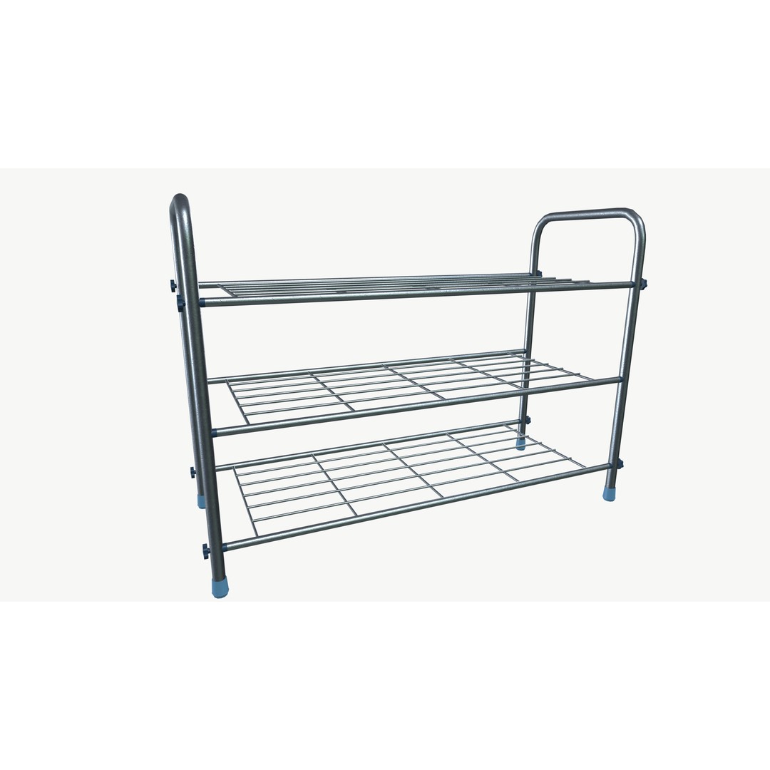 Three-Tier Metal Shoe Rack 3D Model – PBR Game-Ready Asset, FBX - View 5