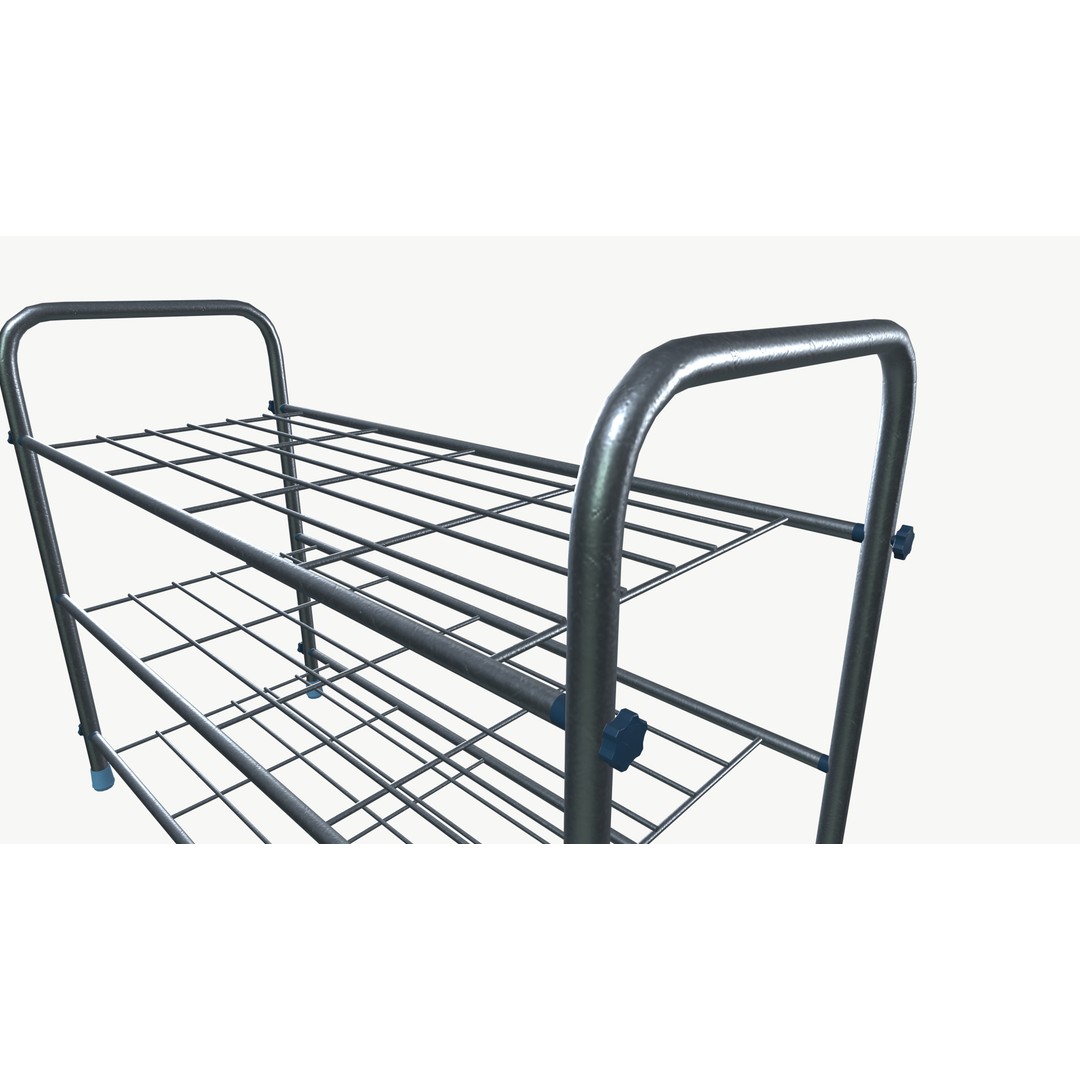 Three-Tier Metal Shoe Rack 3D Model – PBR Game-Ready Asset, FBX - View 6