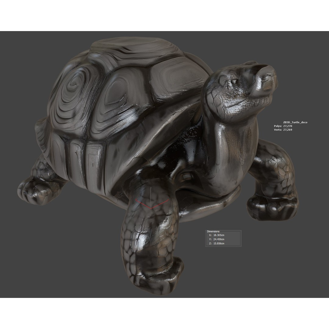 Turtle 3D Model – Photorealistic Figurine with PBR Textures, FBX - View 3