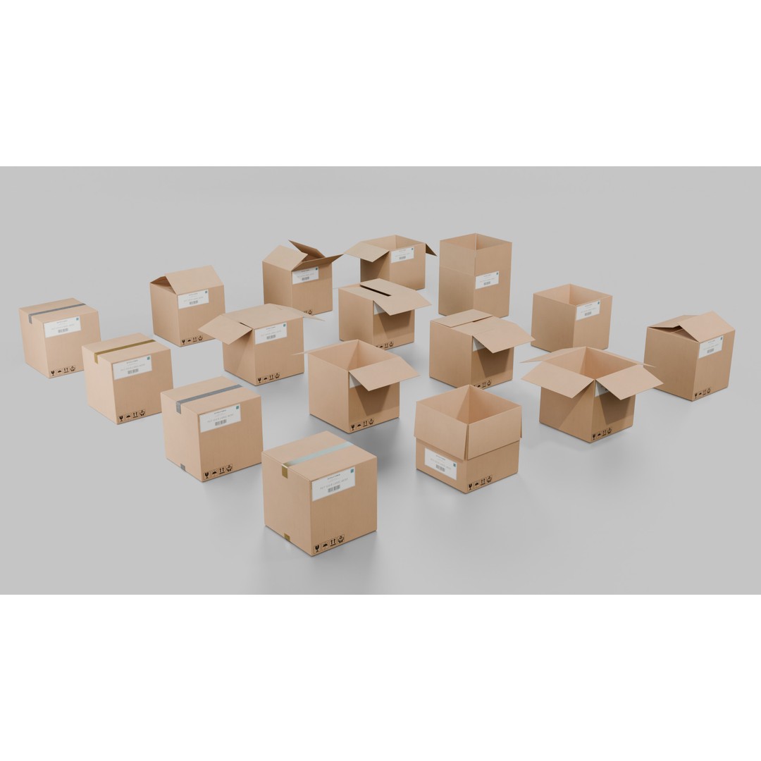 Cardboard Box 3D Model – Rigged Low-Poly PBR Asset for Games - View 12
